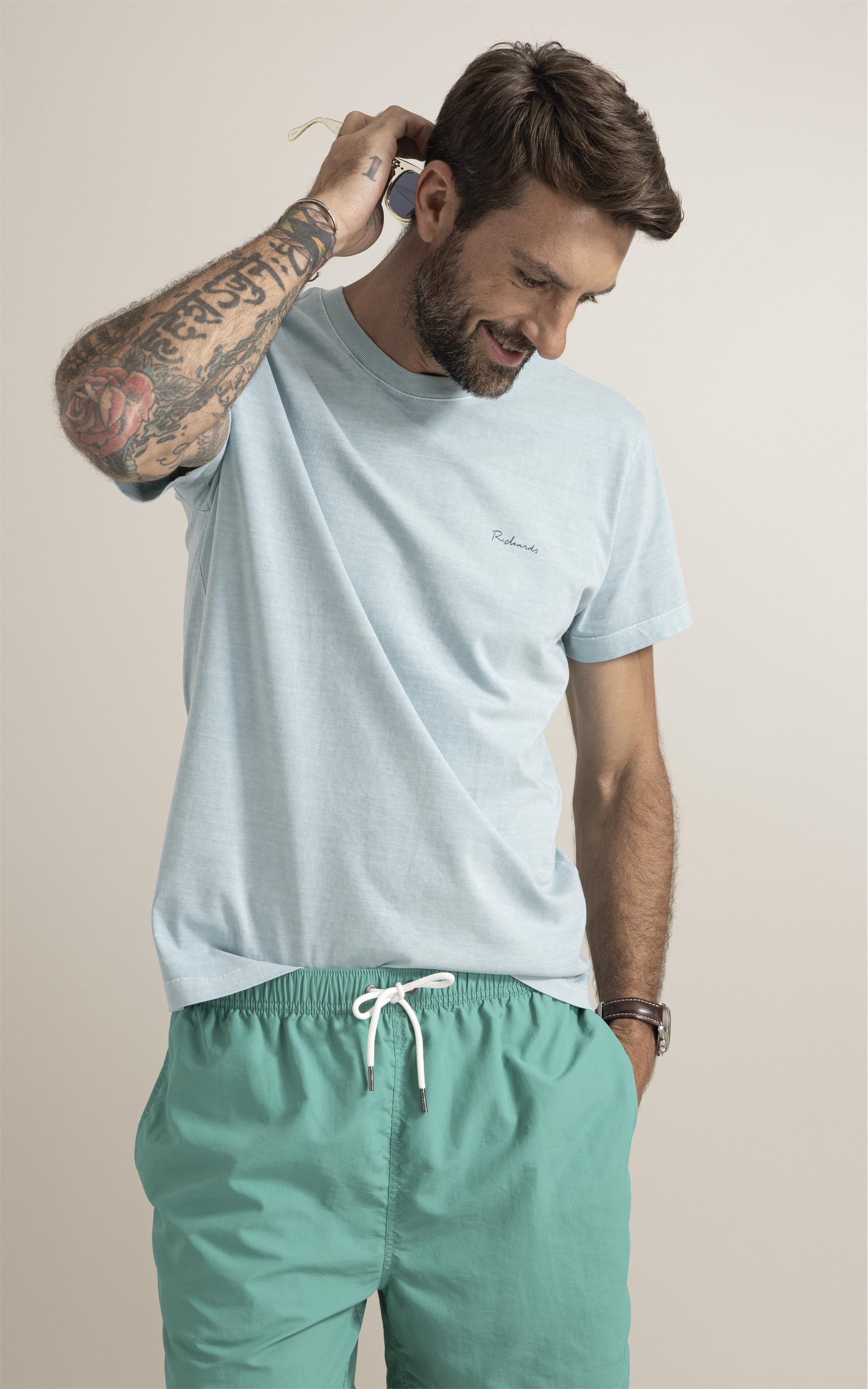 T-Shirt  Washed Abstract Azul Piscina