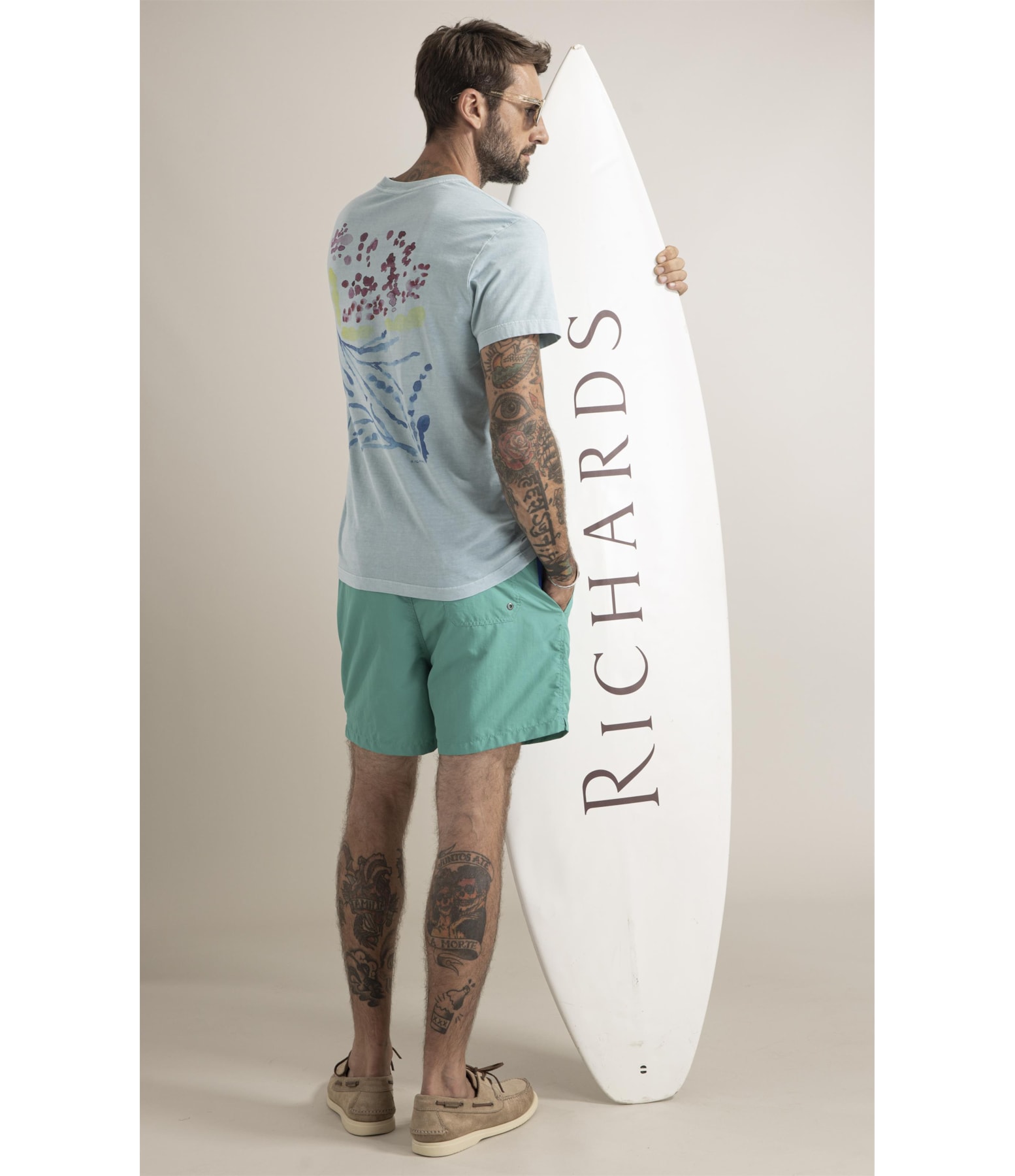 T-Shirt  Washed Abstract Azul Piscina