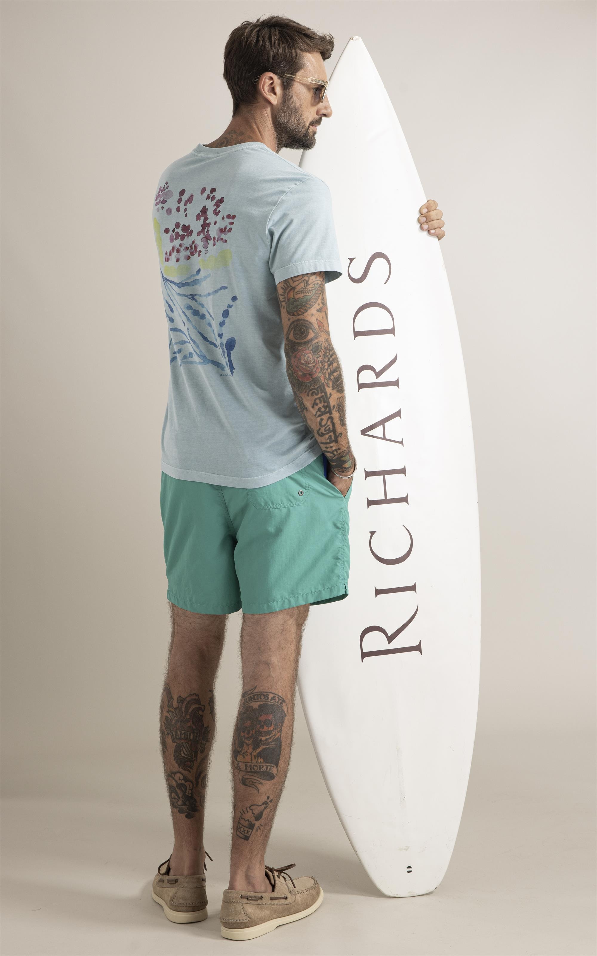 T-Shirt  Washed Abstract Azul Piscina