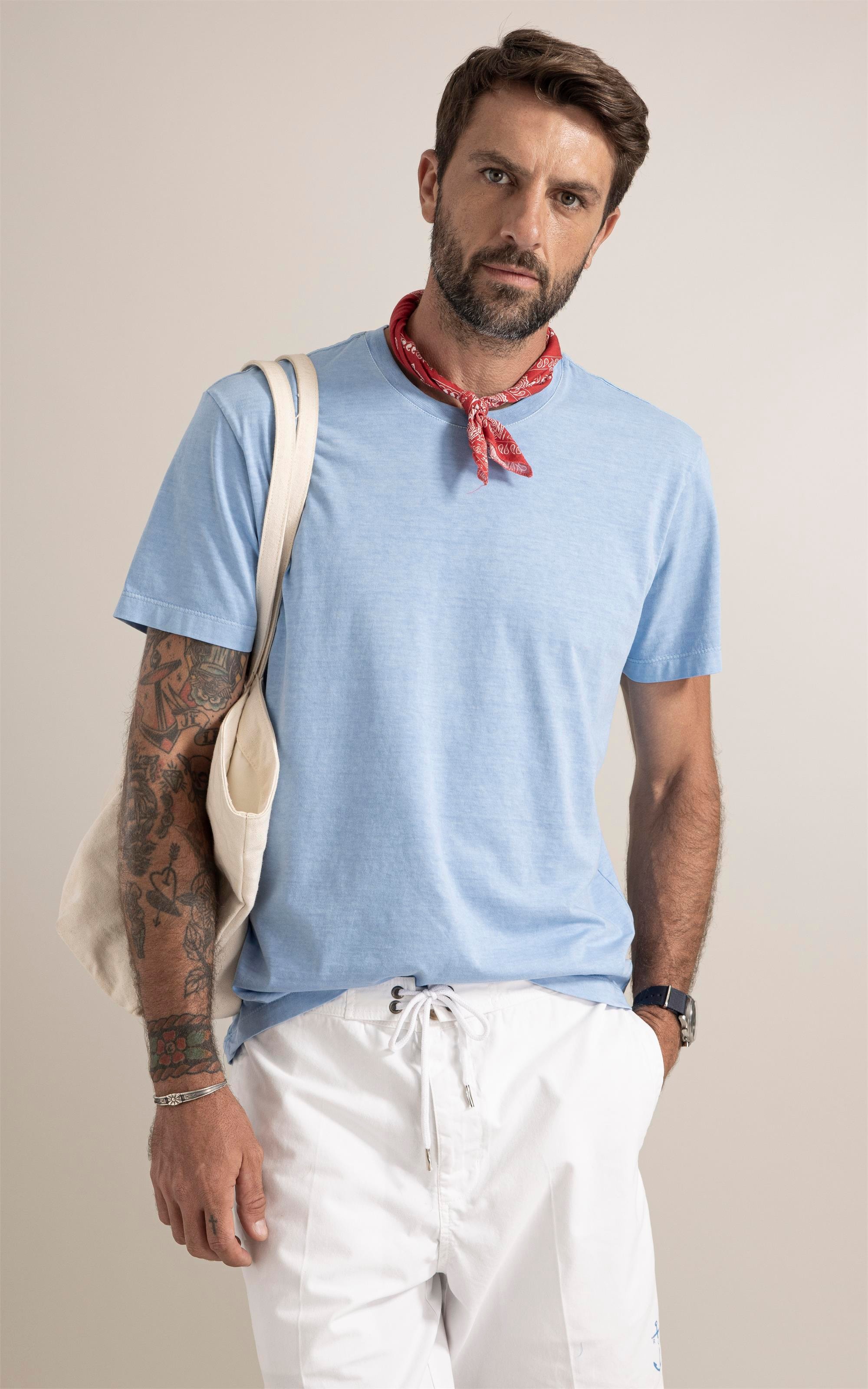 T-Shirt Washed Aquarela Azul Claro