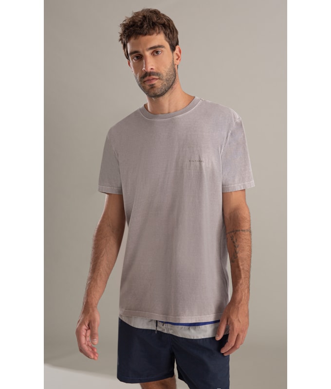 T-Shirt Washed Aquarela Cinza Claro