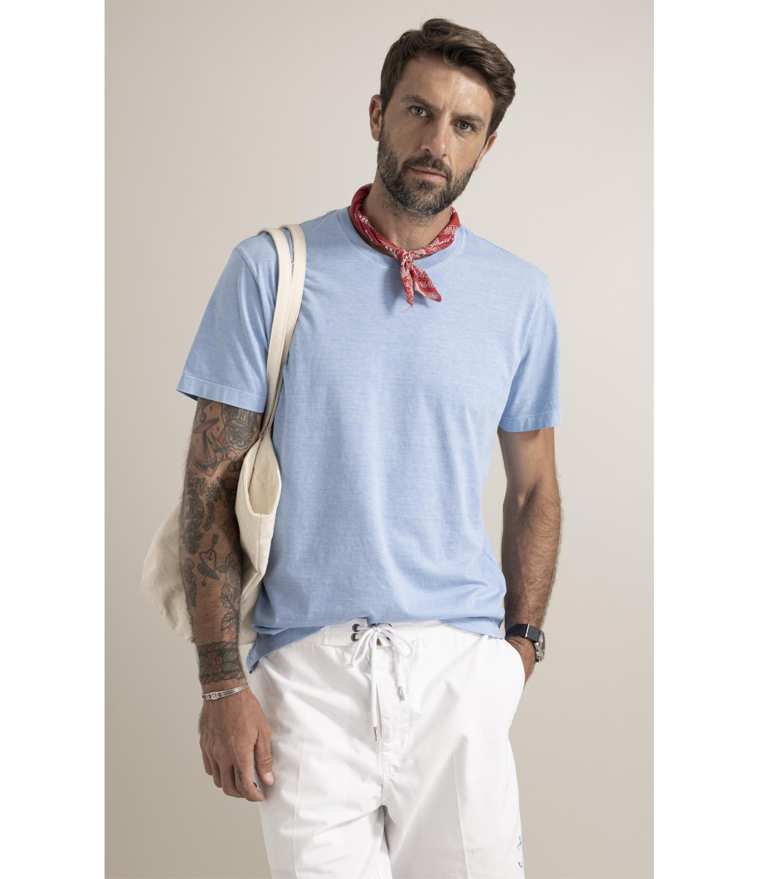 T-Shirt  Washed Aquarela Mono Barco Azul Claro