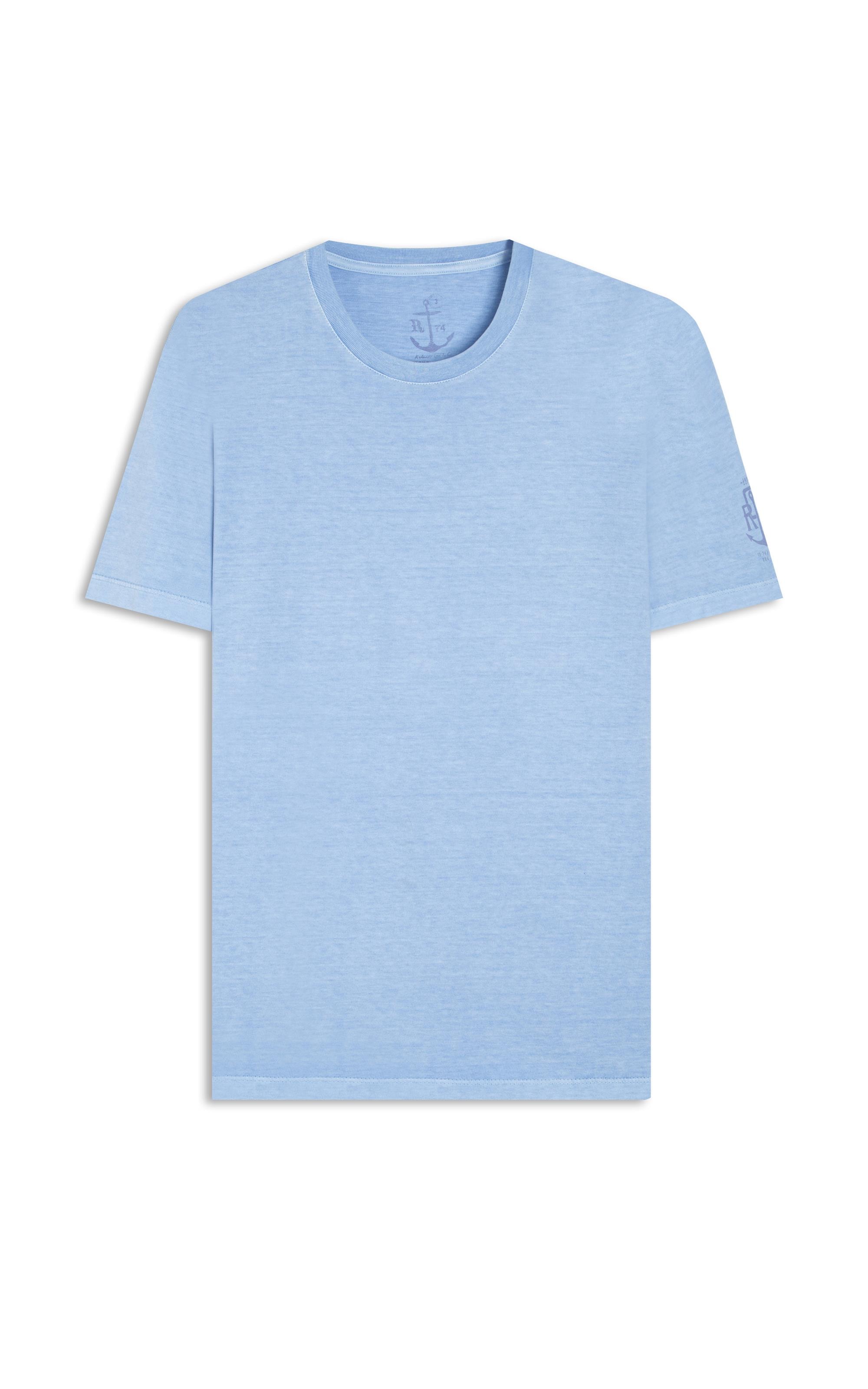 T-Shirt  Washed Aquarela Mono Barco Azul Claro