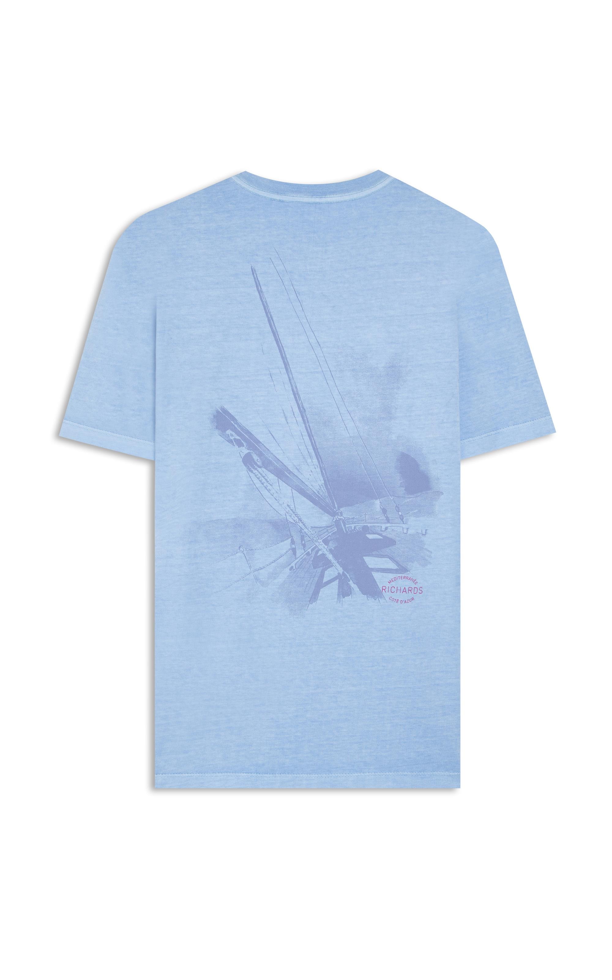 T-Shirt  Washed Aquarela Mono Barco Azul Claro