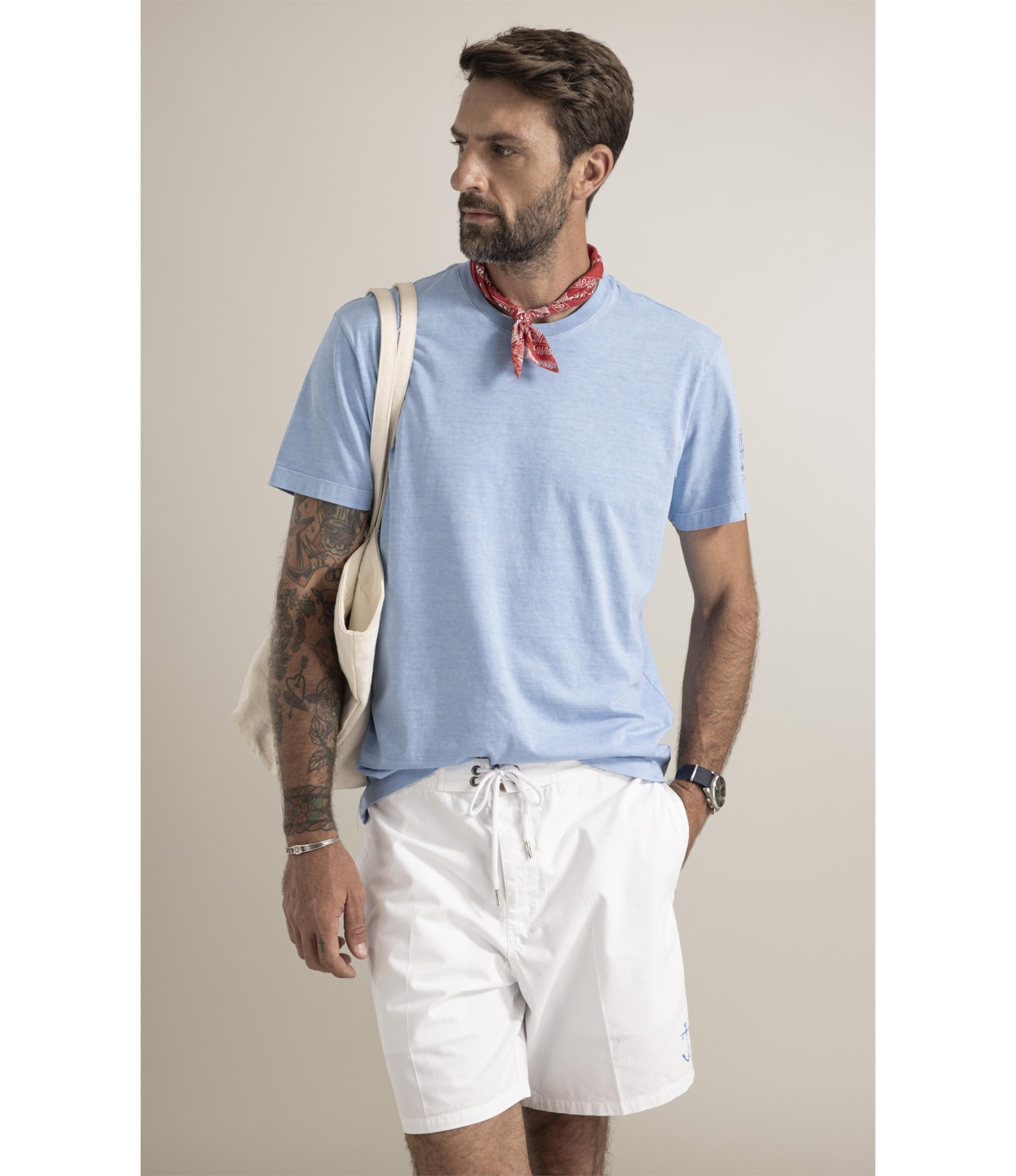 T-Shirt  Washed Aquarela Mono Barco Azul Claro