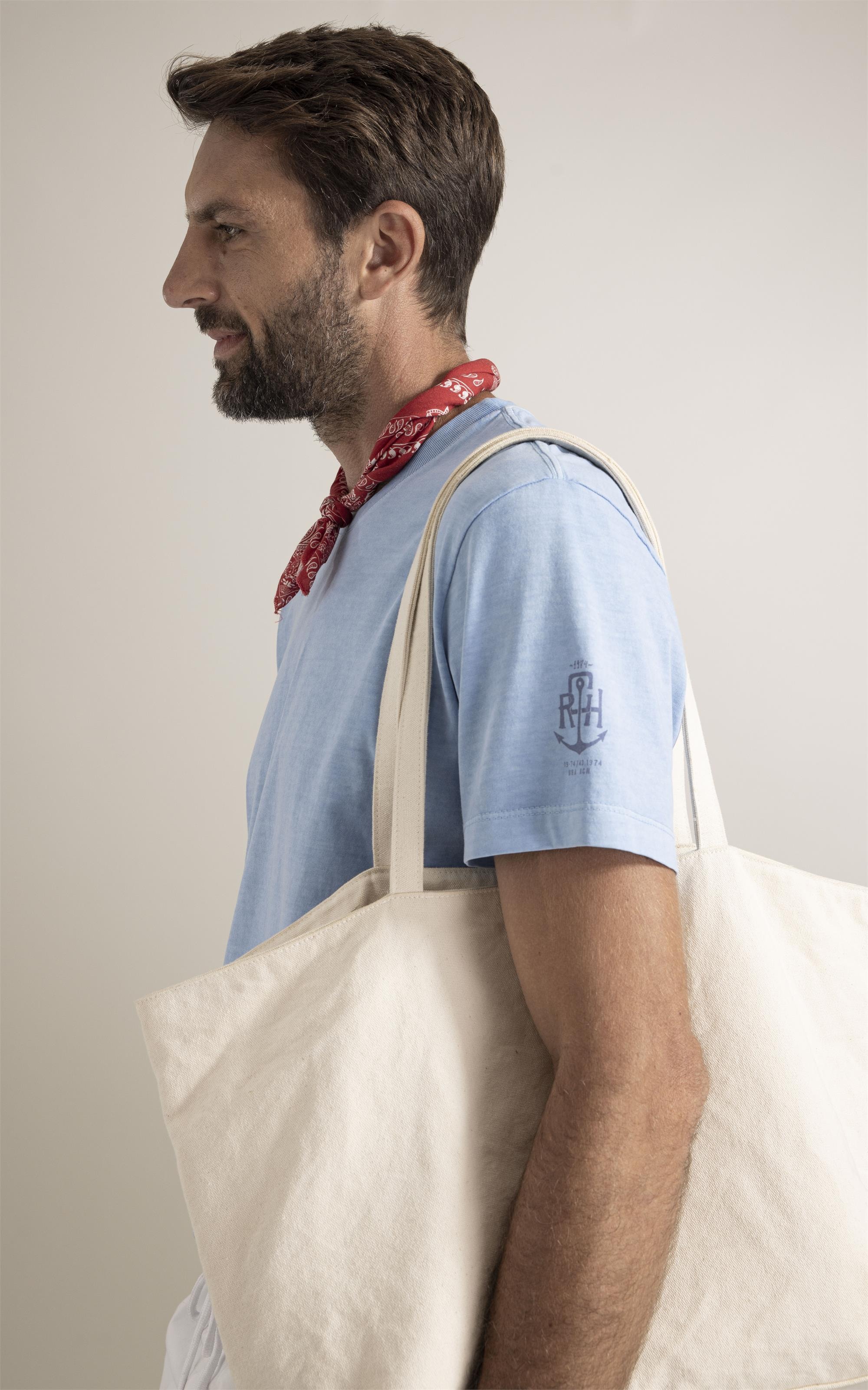 T-Shirt  Washed Aquarela Mono Barco Azul Claro