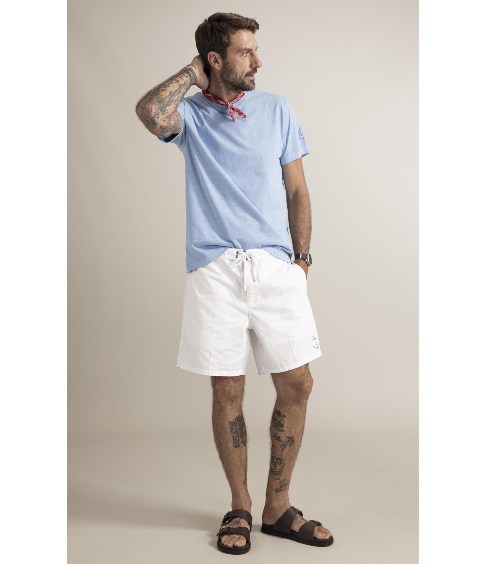 T-Shirt  Washed Aquarela Mono Barco Azul Claro