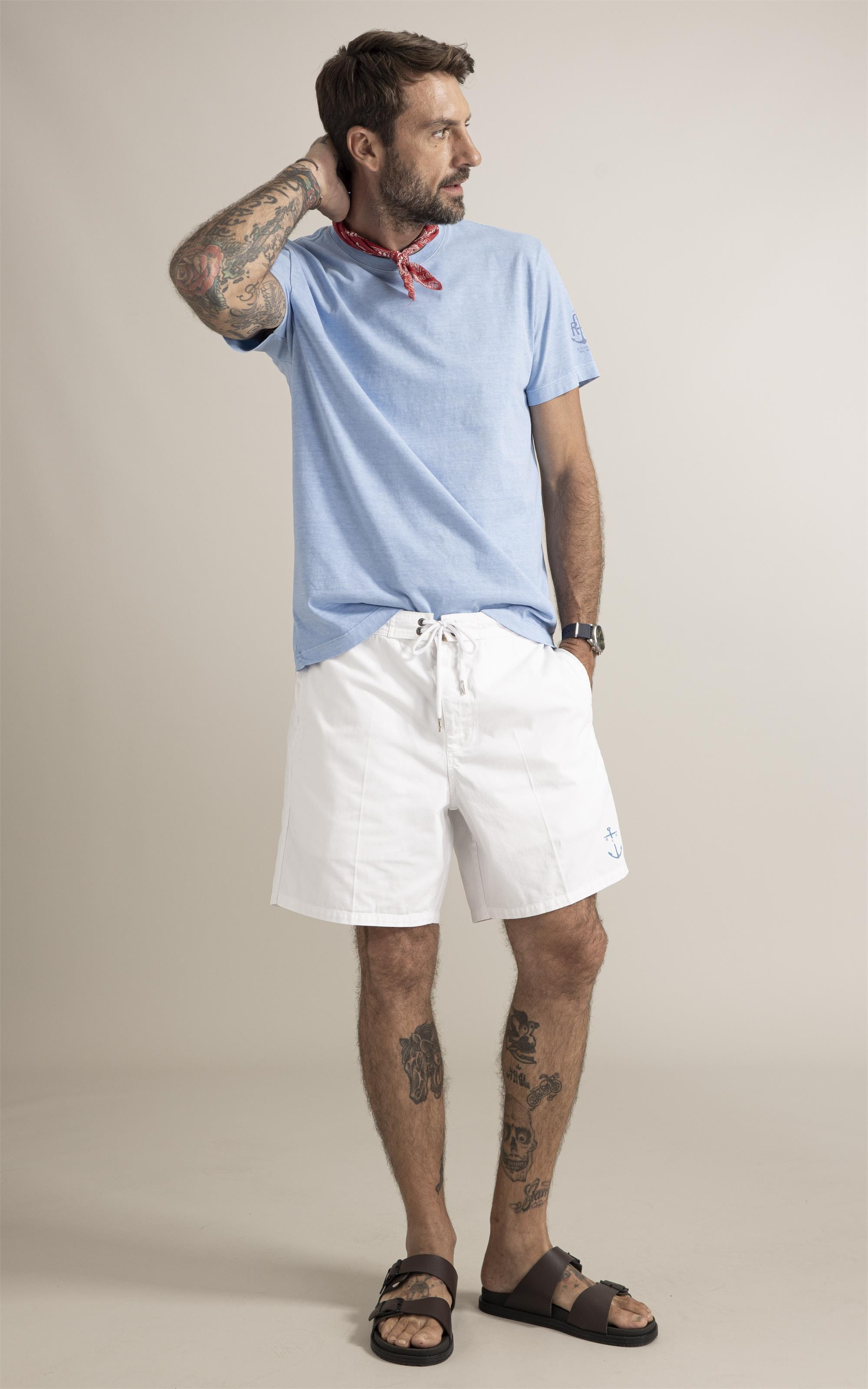 T-Shirt  Washed Aquarela Mono Barco Azul Claro
