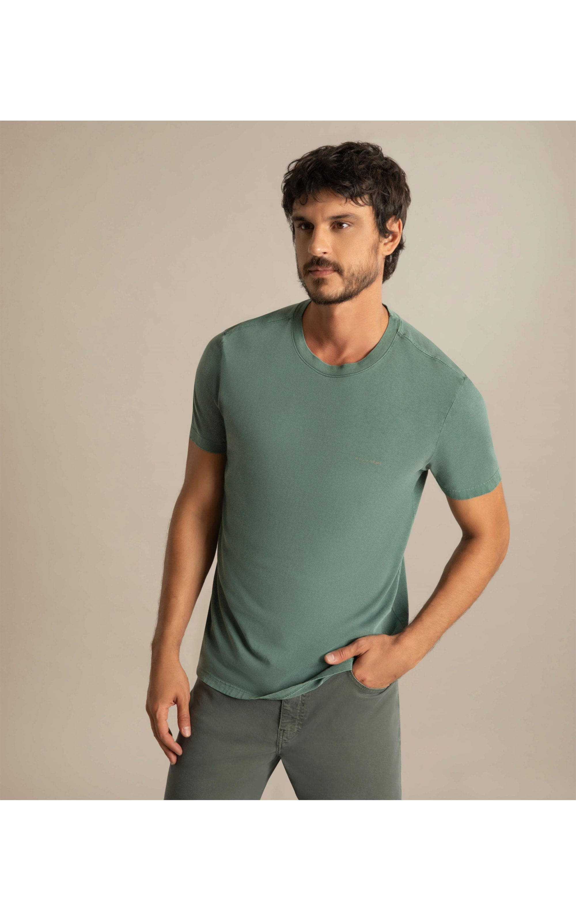 T-Shirt Washed Aquarela Musgo