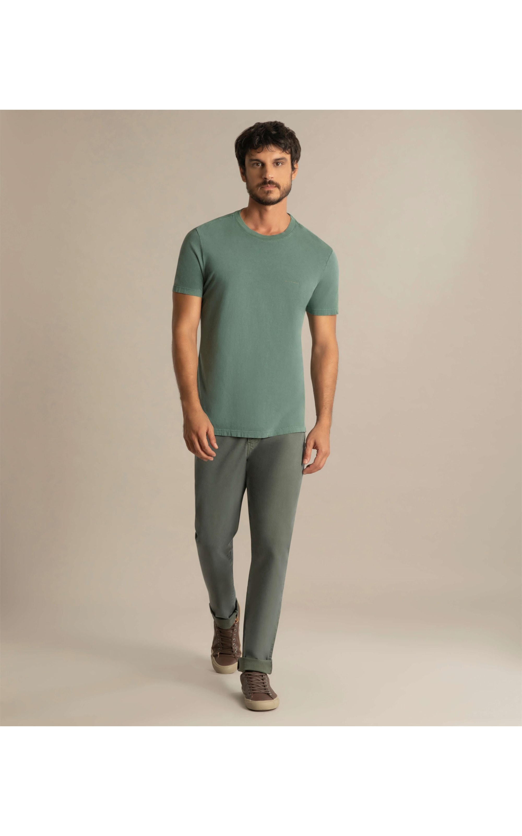 T-Shirt Washed Aquarela Musgo