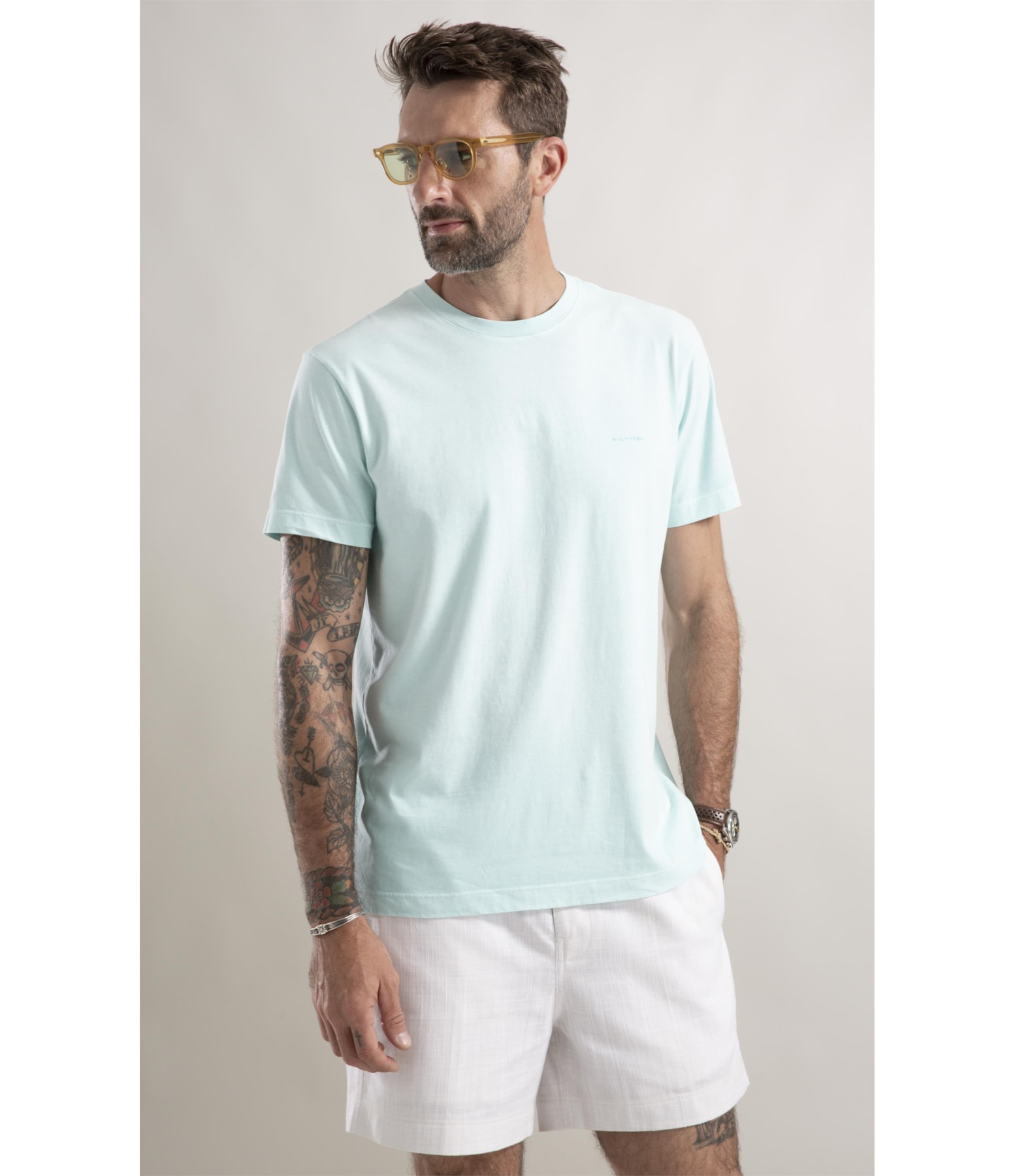 T-Shirt Washed Aquarela Verde Agua