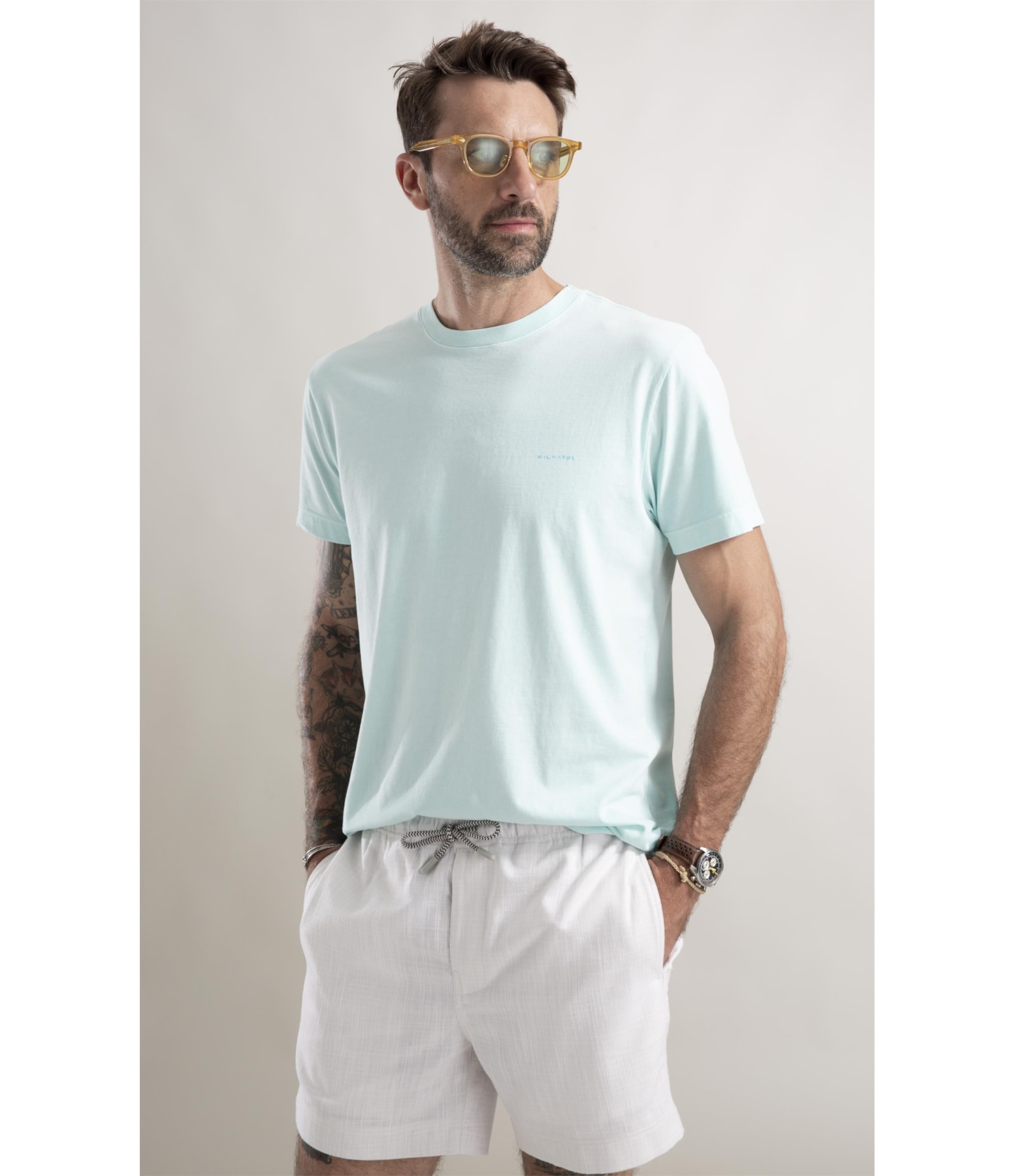 T-Shirt Washed Aquarela Verde Agua
