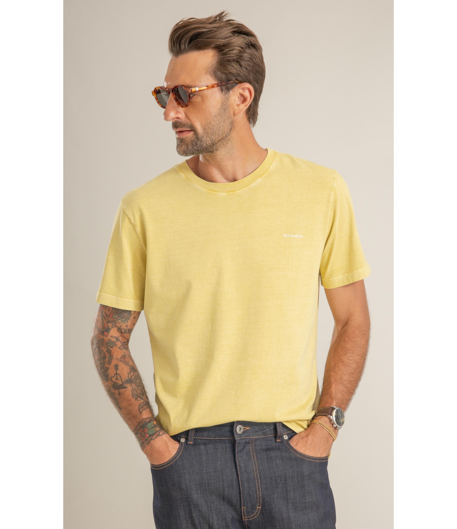 T-Shirt Washed Ball Costas Mc Mostarda