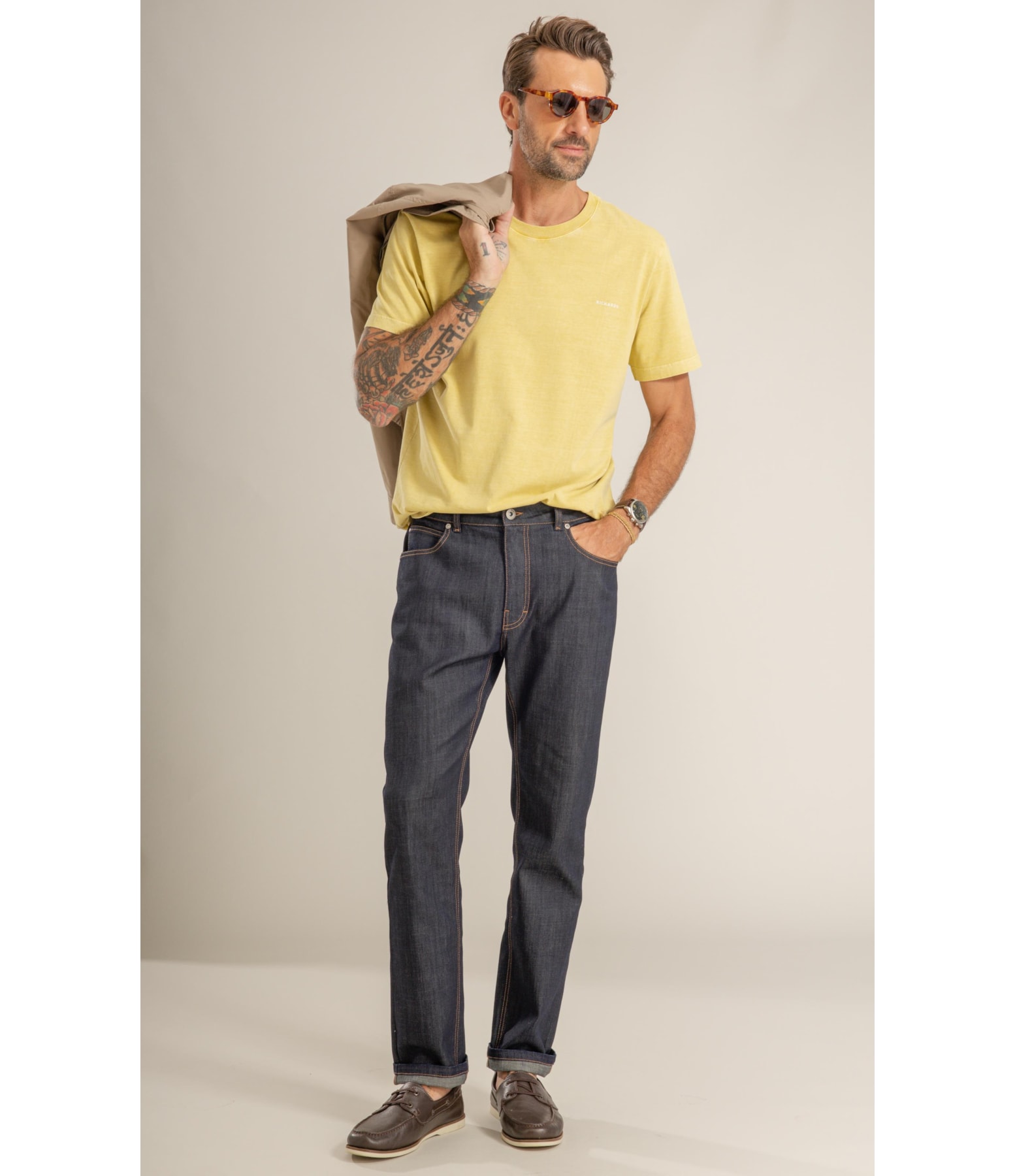 T-Shirt Washed Ball Costas Mc Mostarda