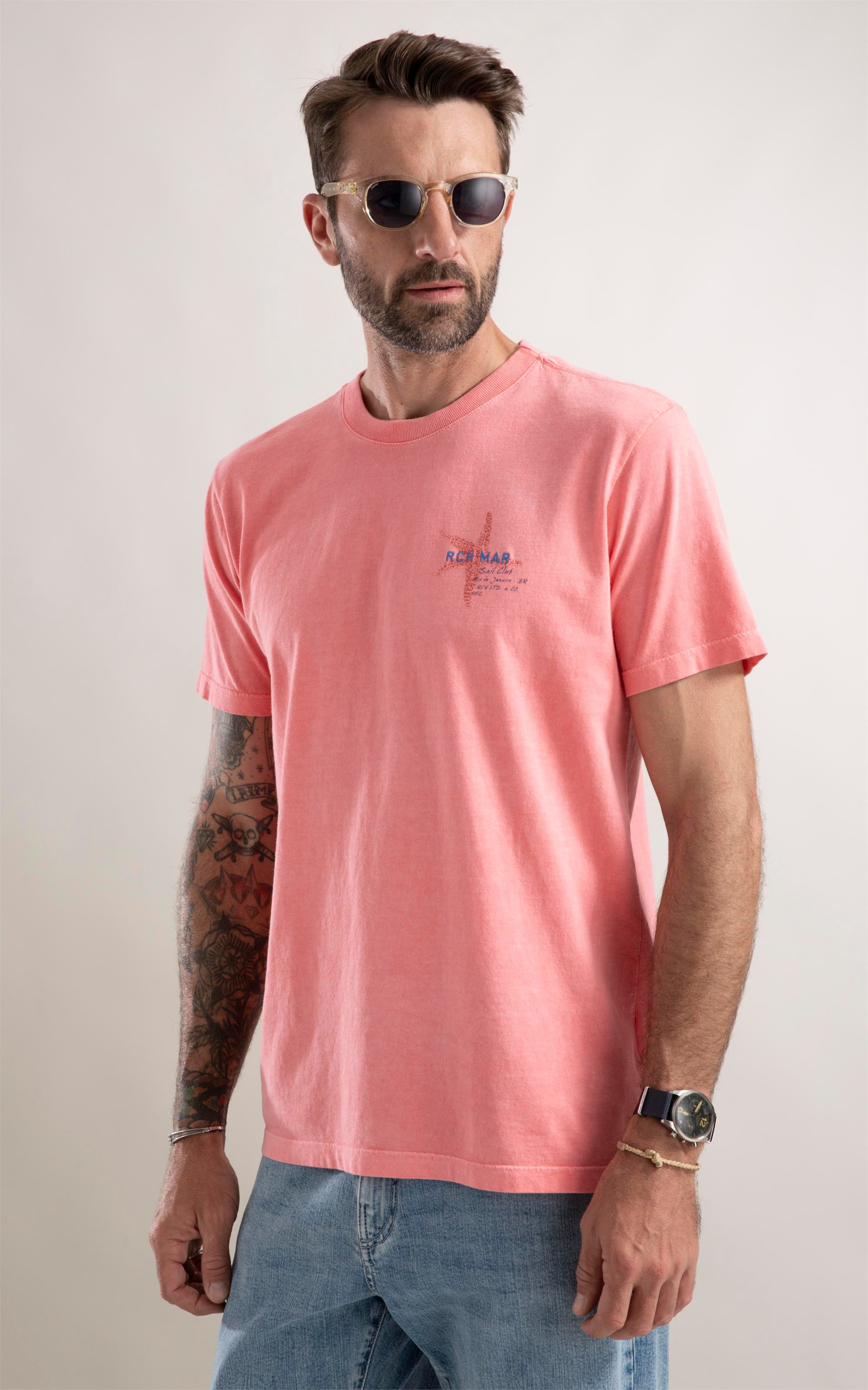T-Shirt Washed Bordado Star Rosa Gum