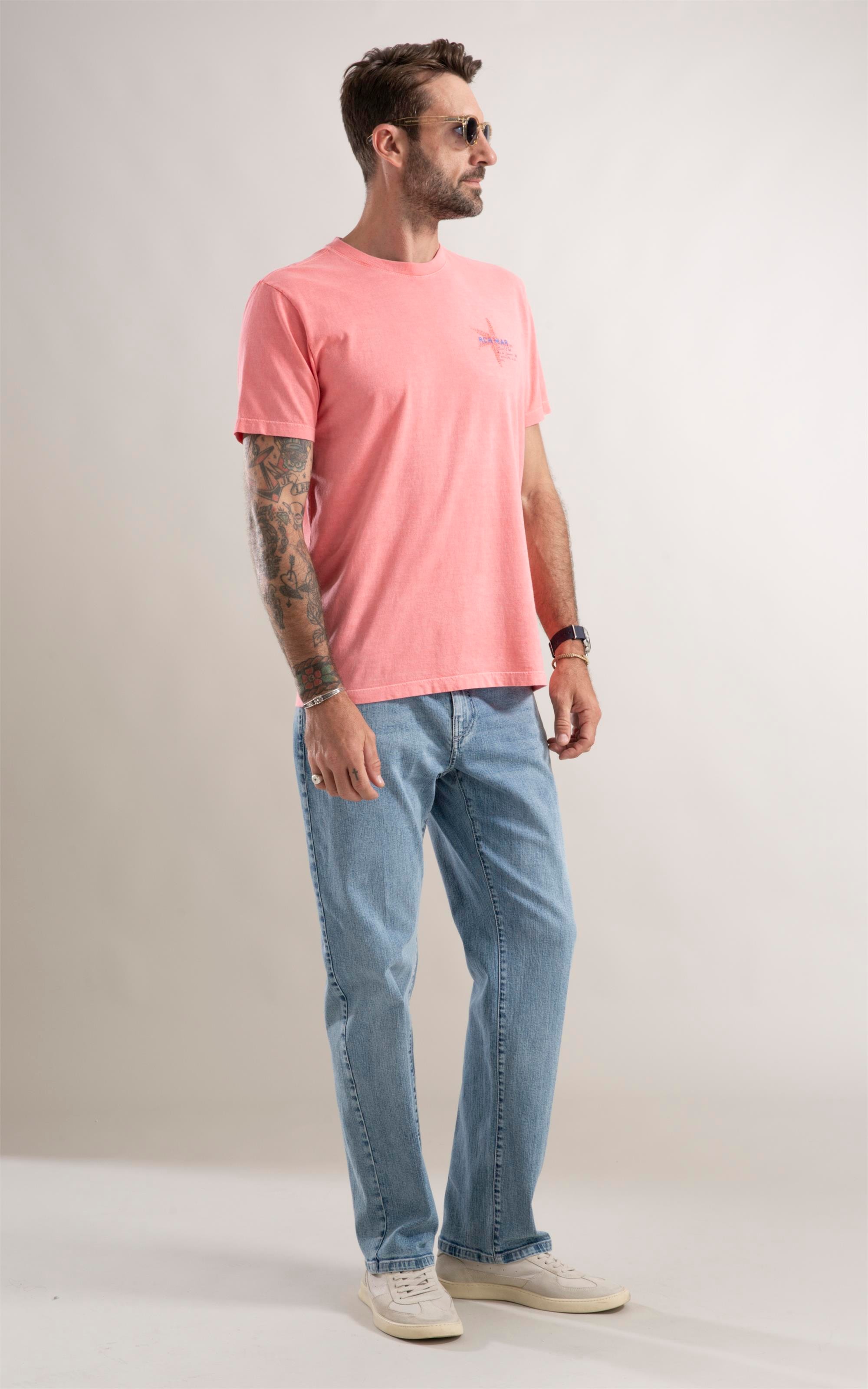 T-Shirt Washed Bordado Star Rosa Gum