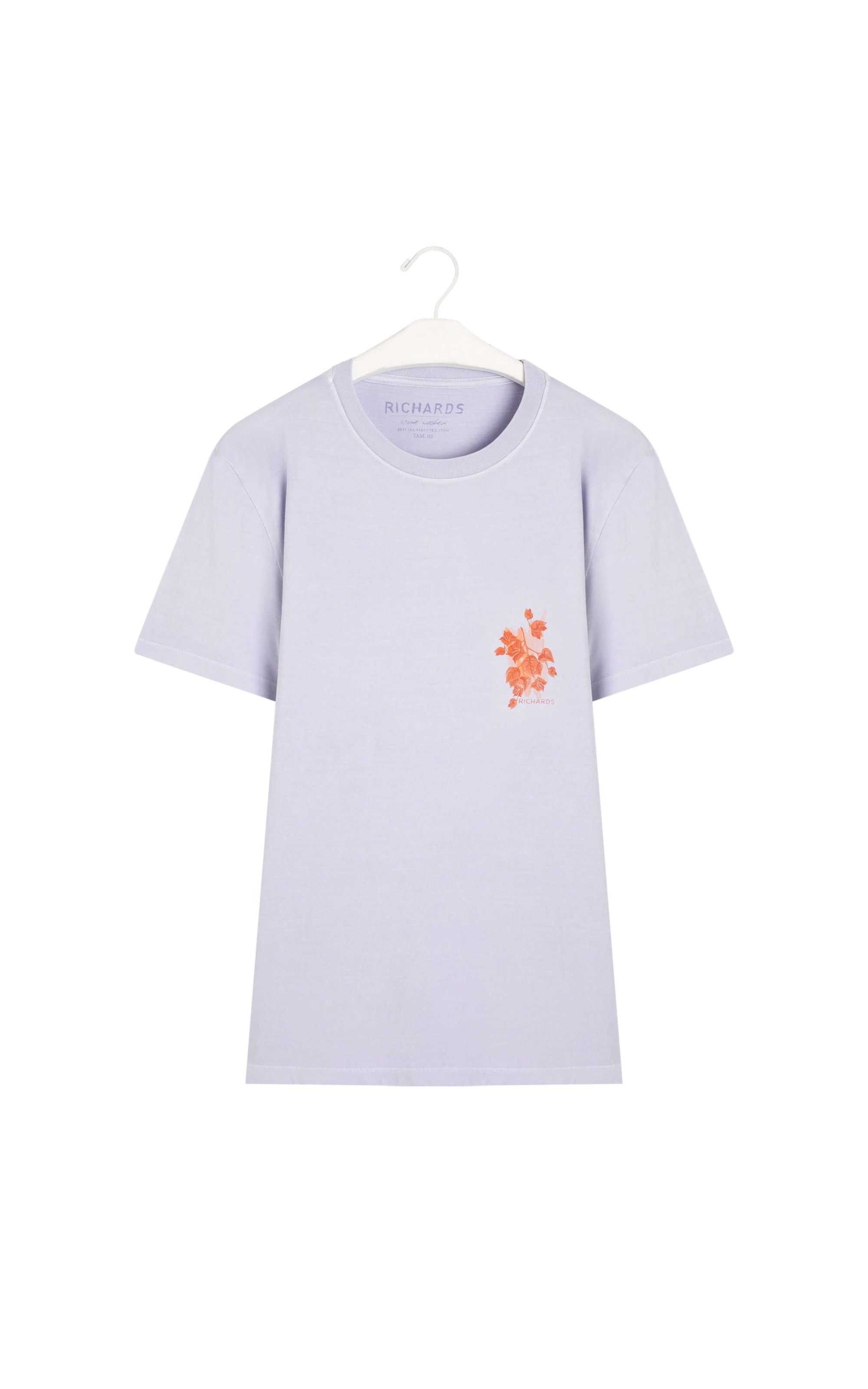 T-Shirt Washed Bouganville Peito Mc Azul Claro