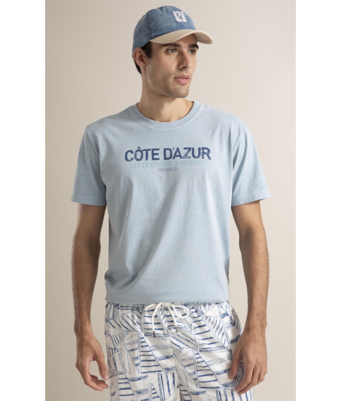 T-Shirt  Washed Cote d Azur Azul Claro