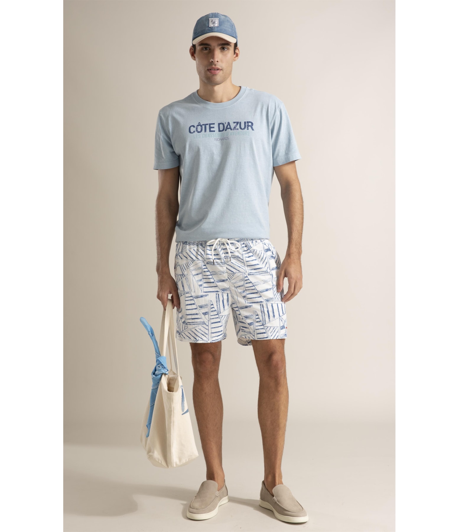 T-Shirt  Washed Cote d Azur Azul Claro