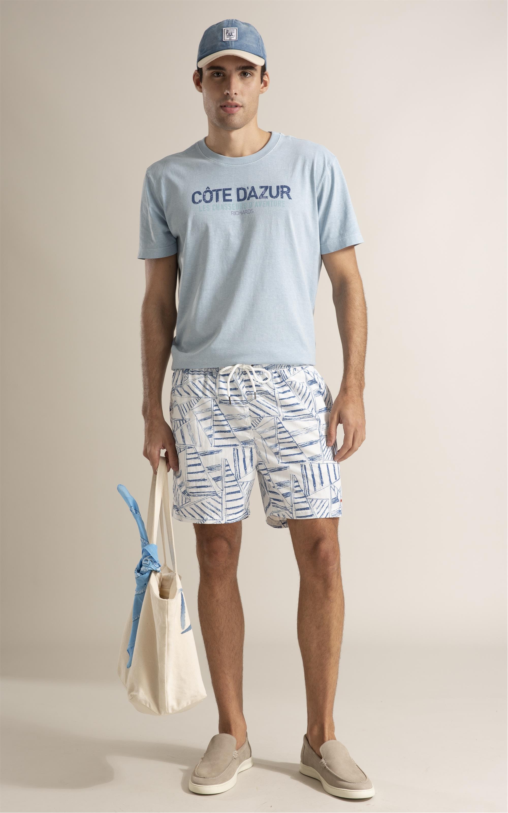 T-Shirt  Washed Cote d Azur Azul Claro