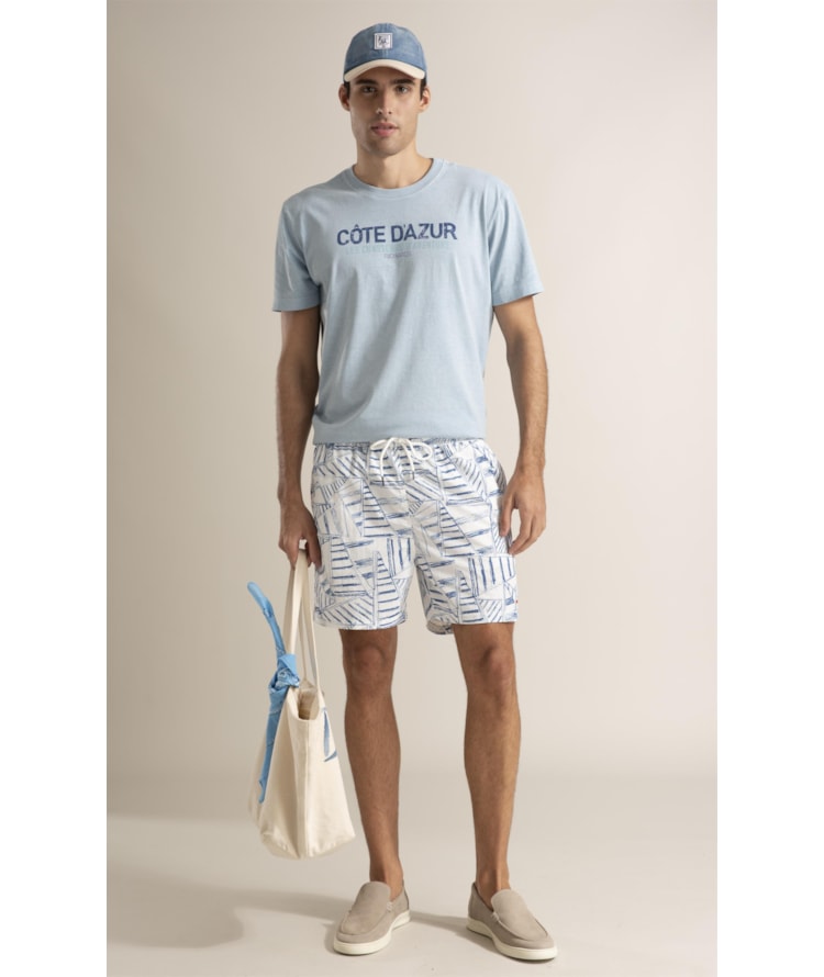 T-Shirt  Washed Cote d Azur Azul Claro