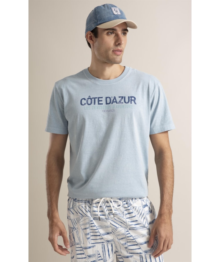 T-Shirt Washed Cote D’azur Azul Claro