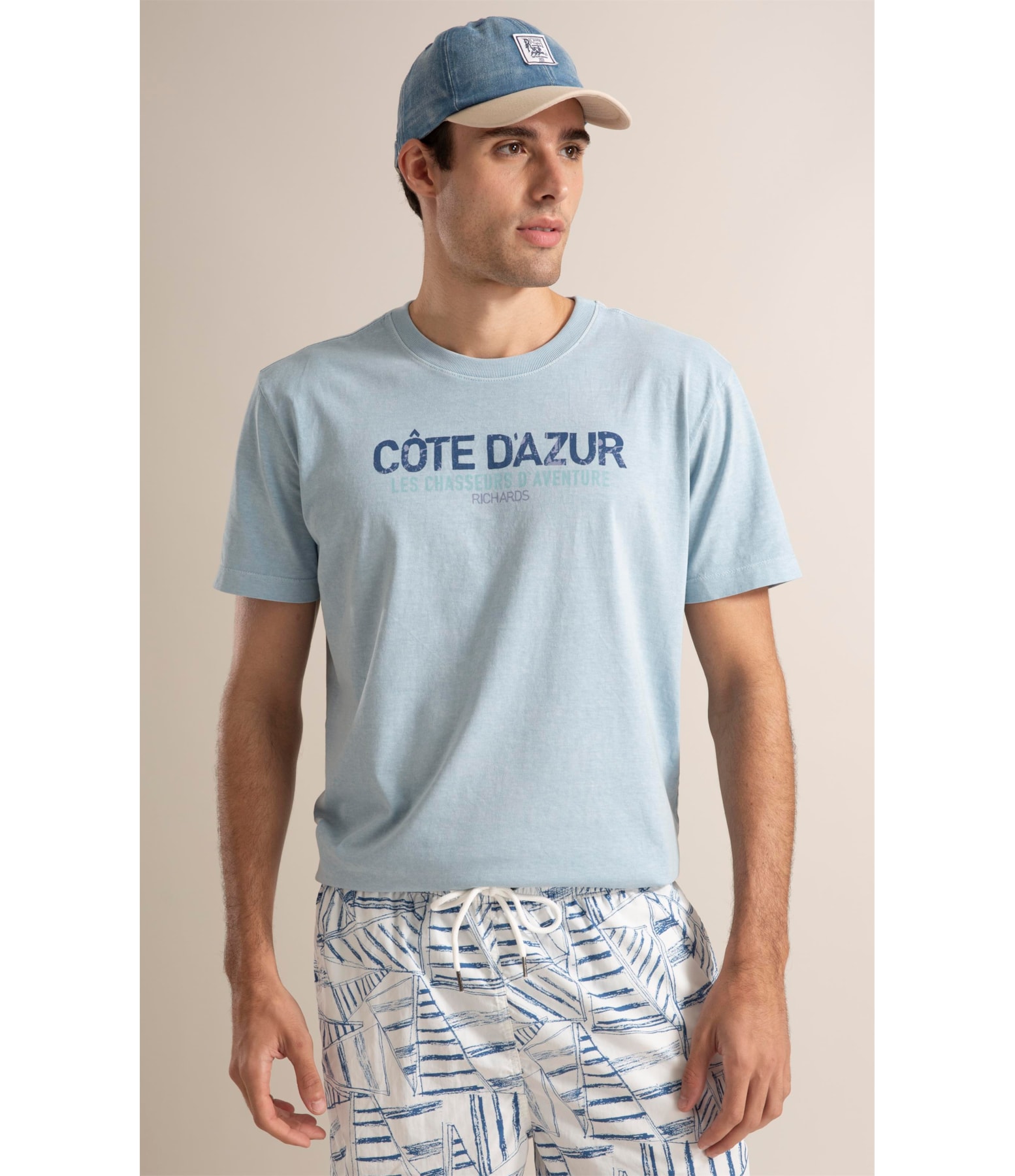 T-Shirt Washed Cote D’azur Azul Claro