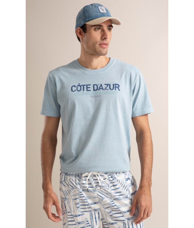 T-Shirt Washed Cote D’azur Azul Claro