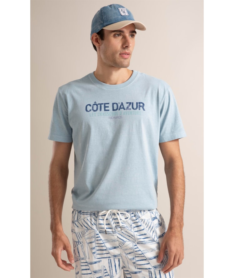 T-Shirt Washed Cote D’azur Azul Claro