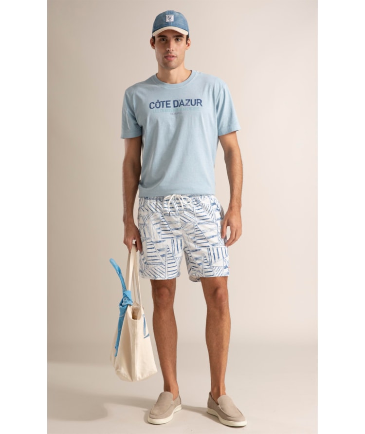 T-Shirt Washed Cote D’azur Azul Claro
