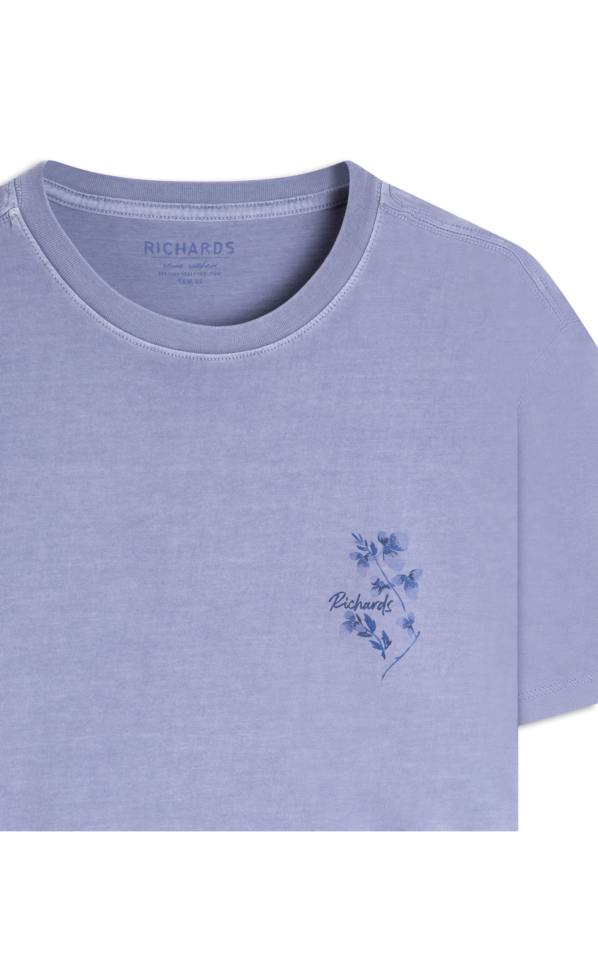 T-Shirt Washed Cotton Flower Misty