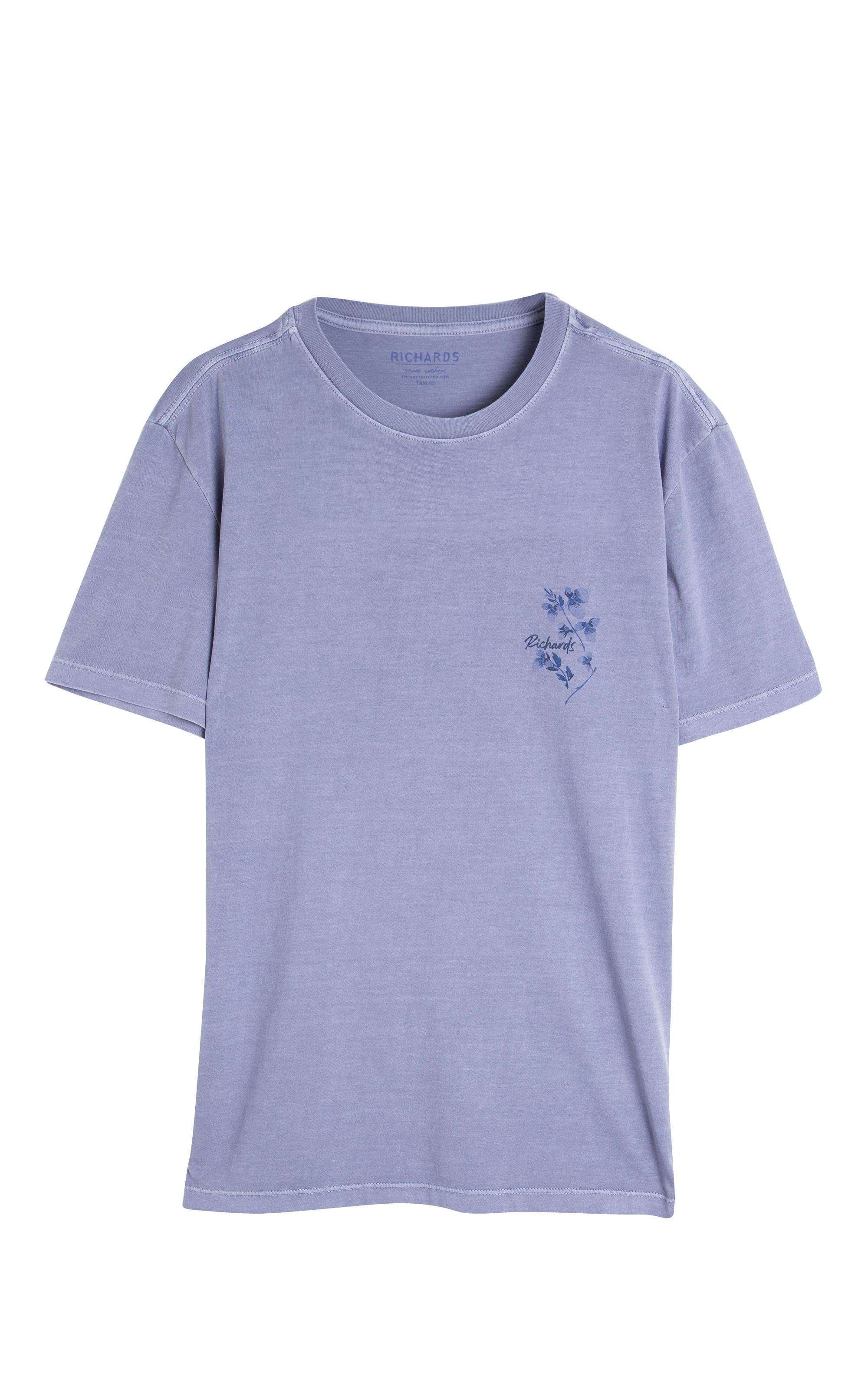 T-Shirt Washed Cotton Flower Misty