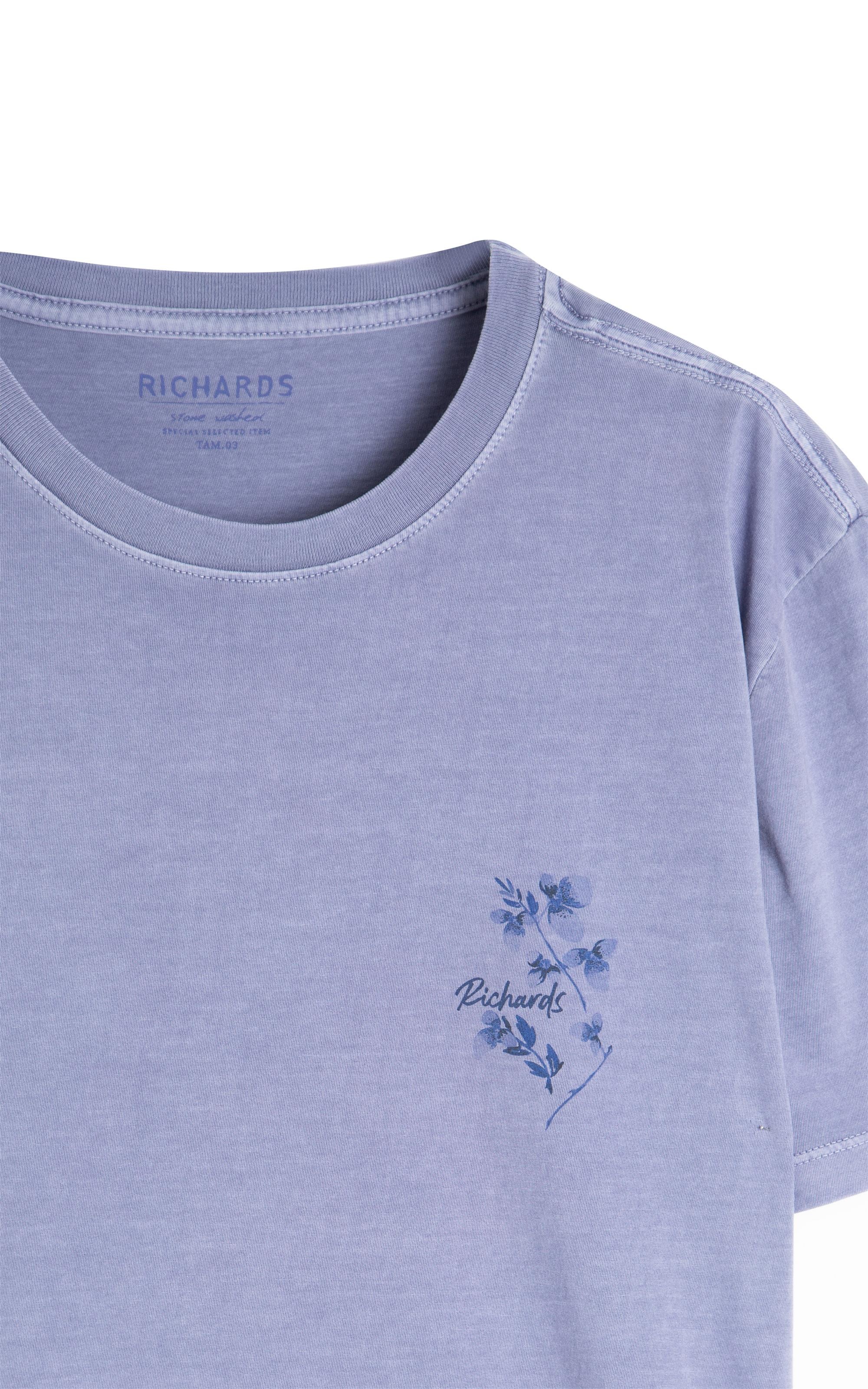 T-Shirt Washed Cotton Flower Misty