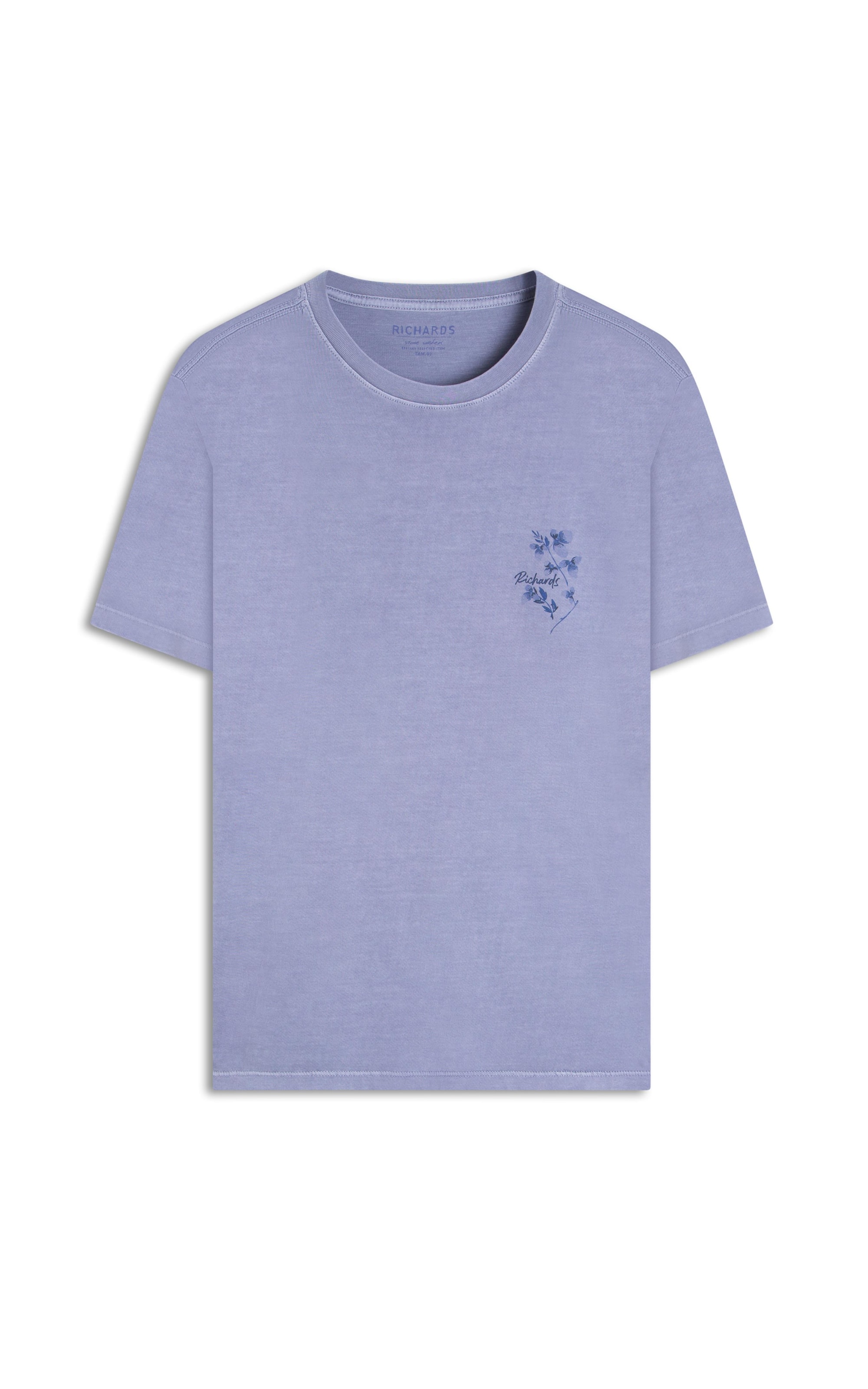 T-Shirt Washed Cotton Flower Misty