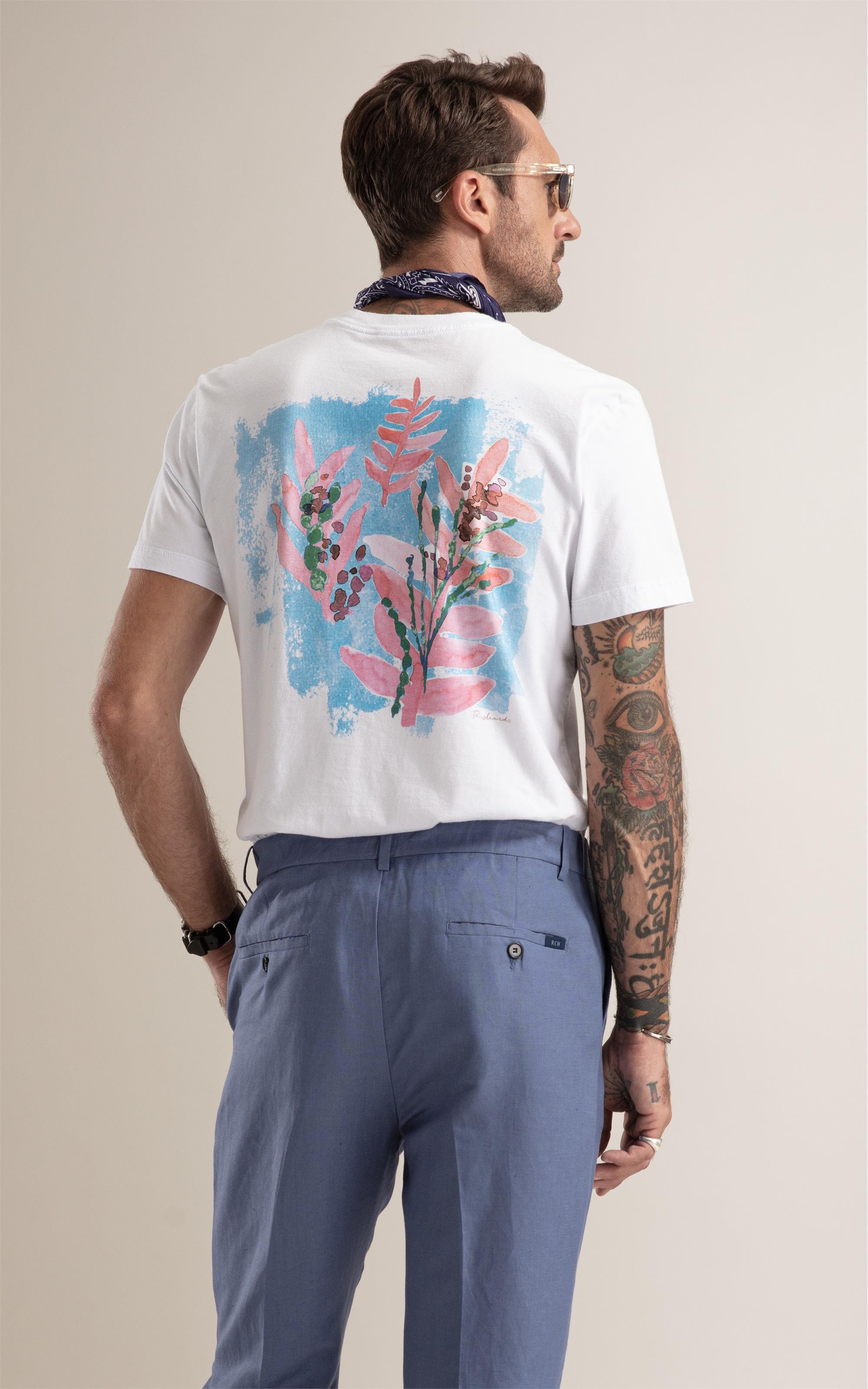 T-Shirt  Washed Floral Brush Branco