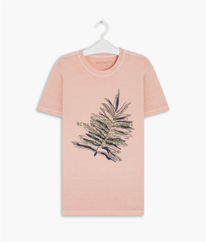 T-Shirt Washed Leaves Floco Salmao