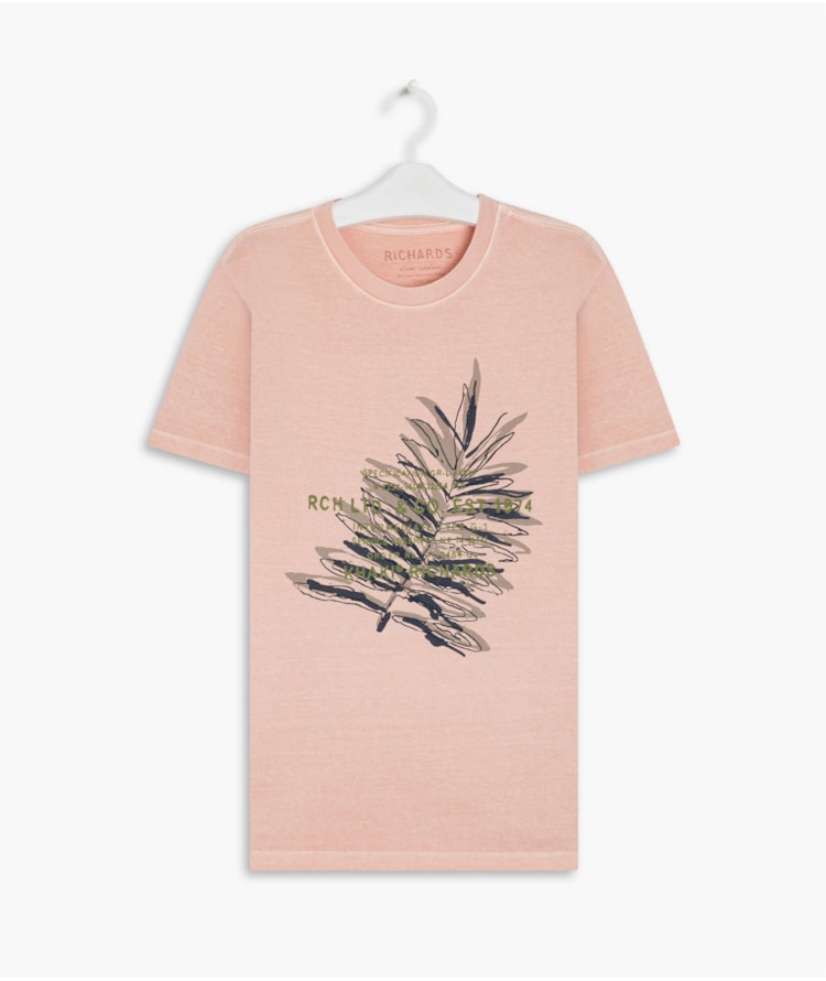 T-Shirt Washed Leaves Floco Salmao
