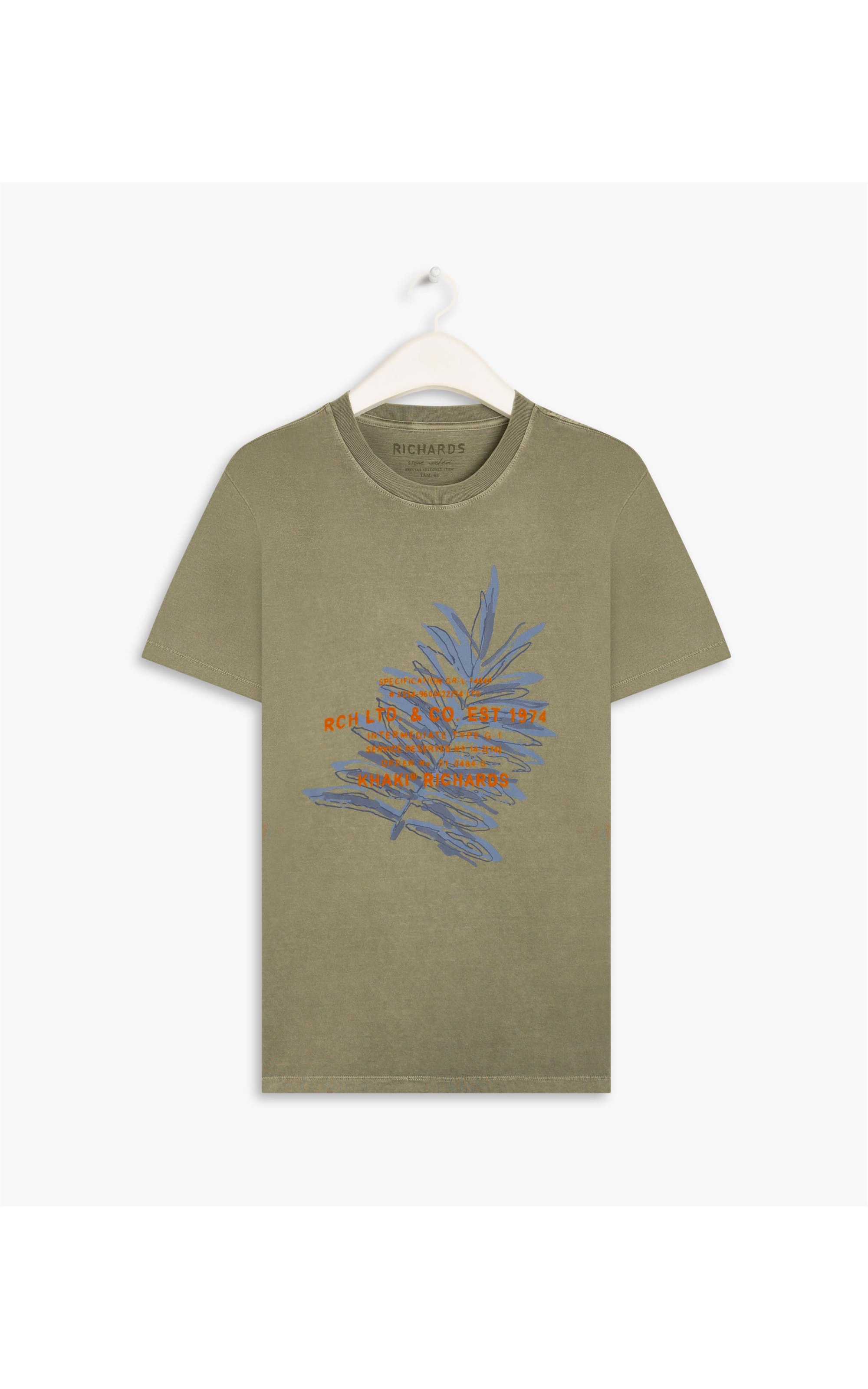 T-Shirt Washed Leaves Floco Verde Escuro