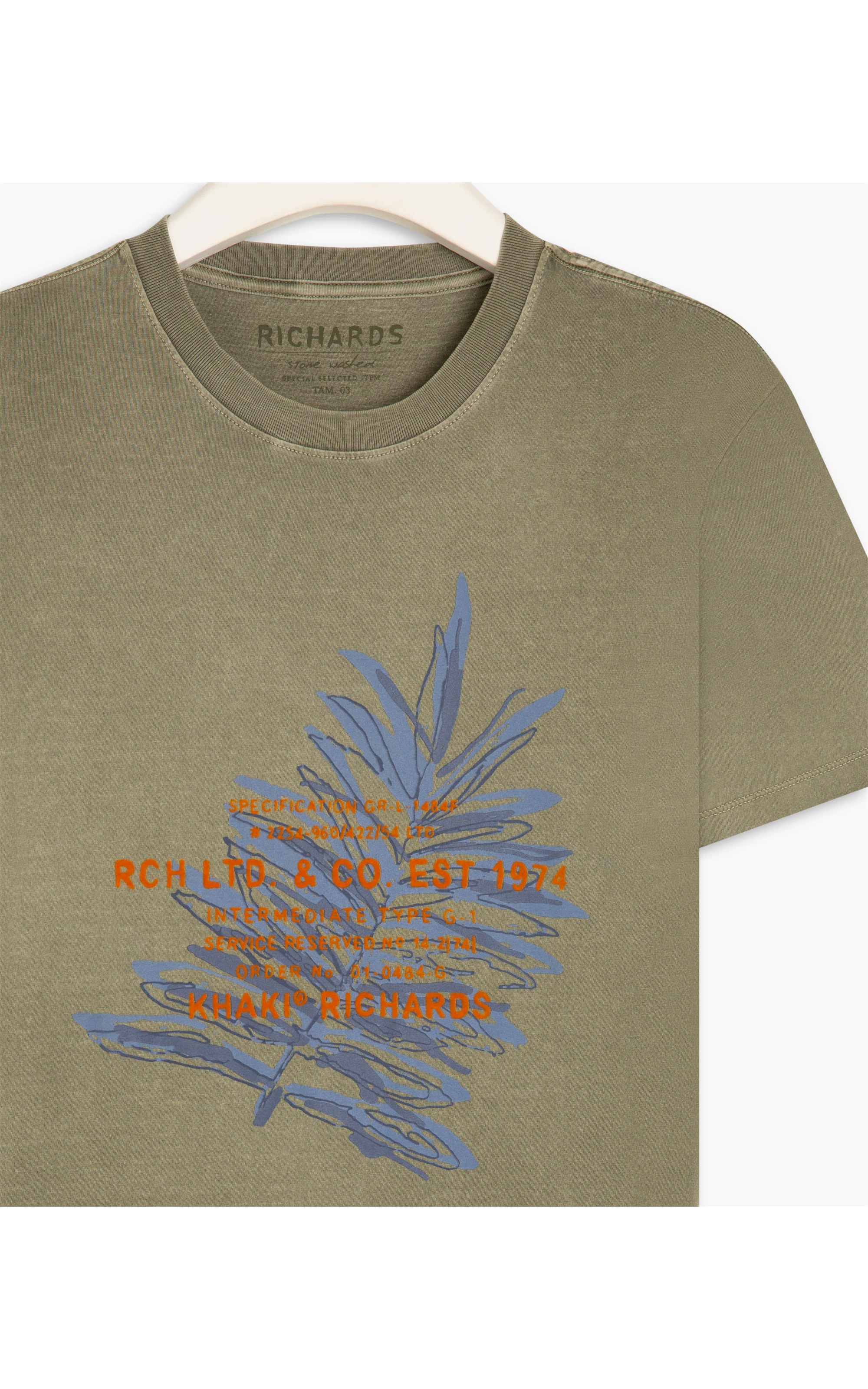 T-Shirt Washed Leaves Floco Verde Escuro