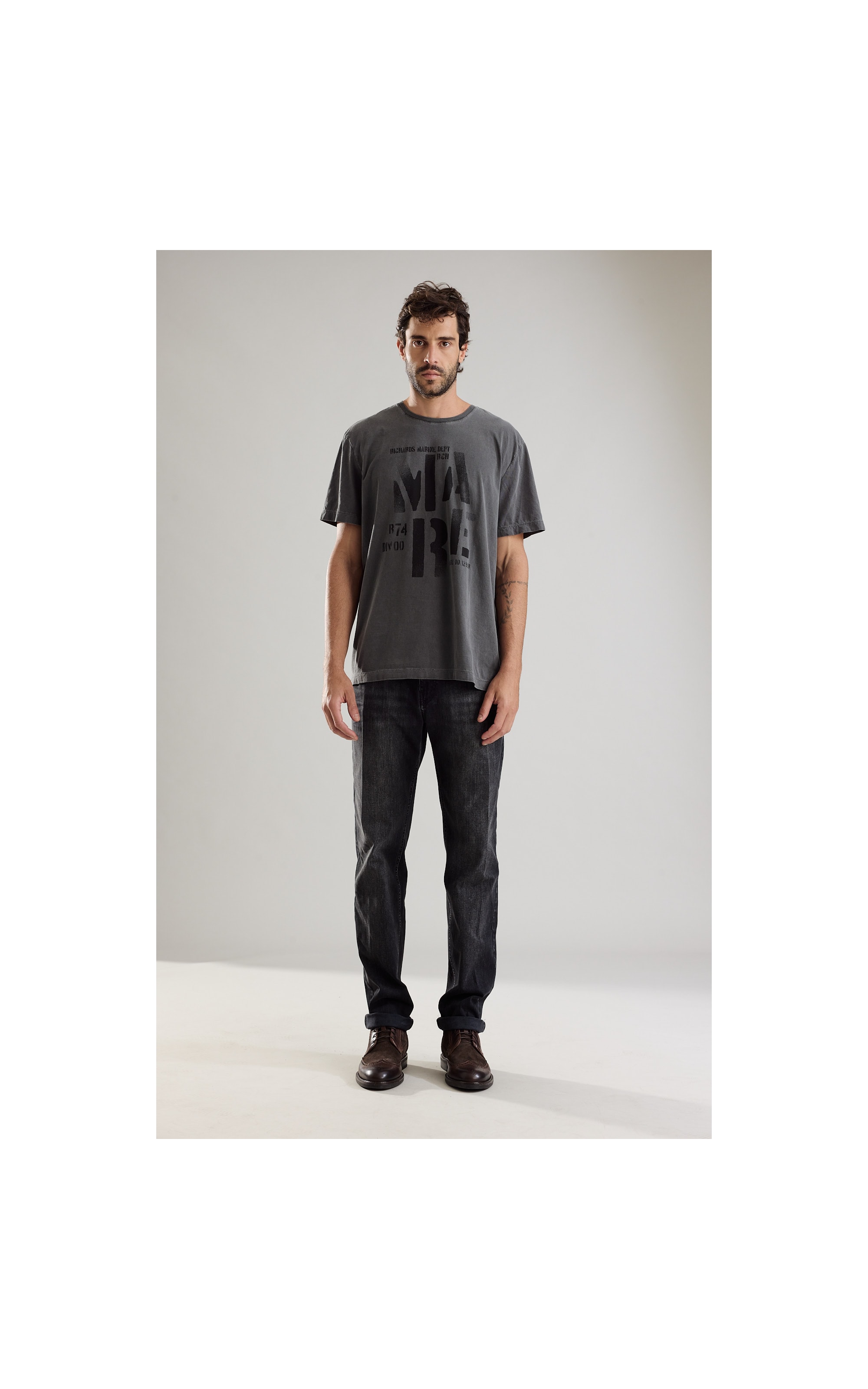 T-Shirt Washed Mare Frente Mc Preto