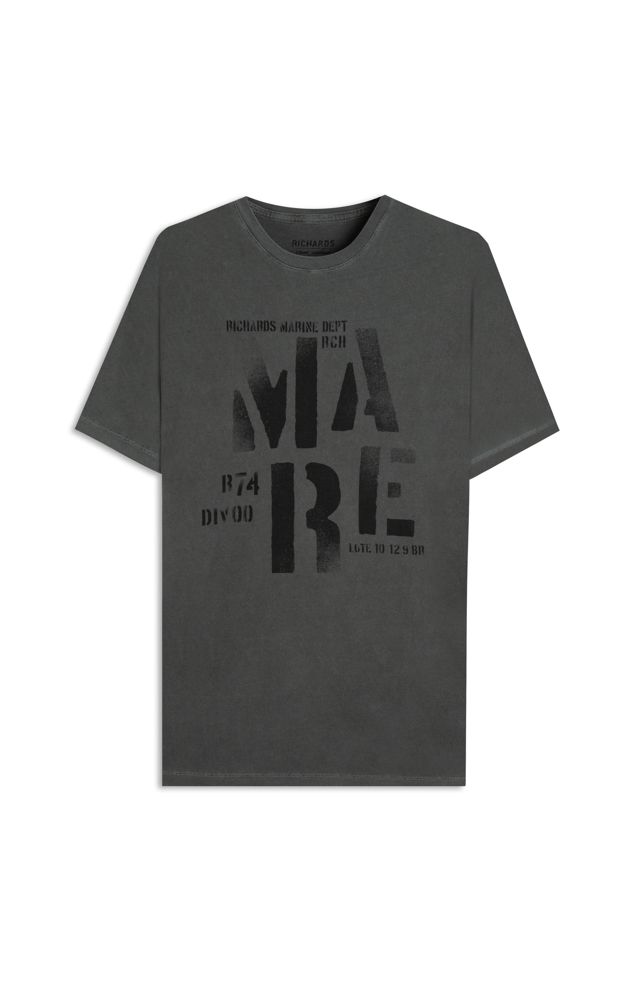 T-Shirt Washed Mare Frente Mc Preto