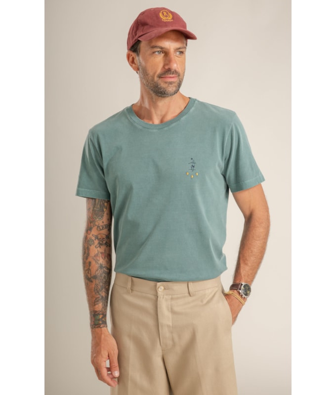 T-Shirt Washed Pley Peito Mc Bottle