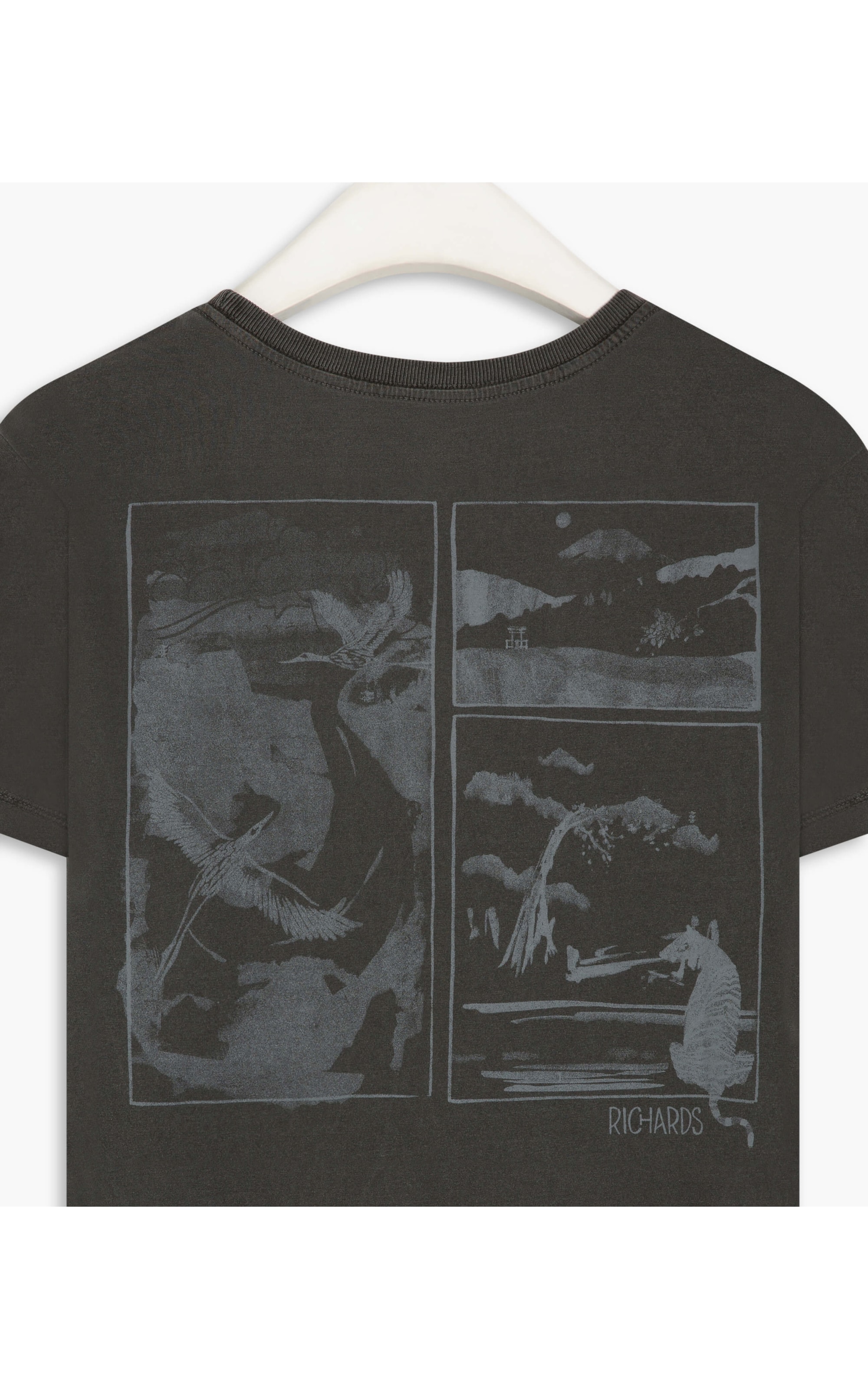 T-Shirt Washed Quadros Costas Grafite