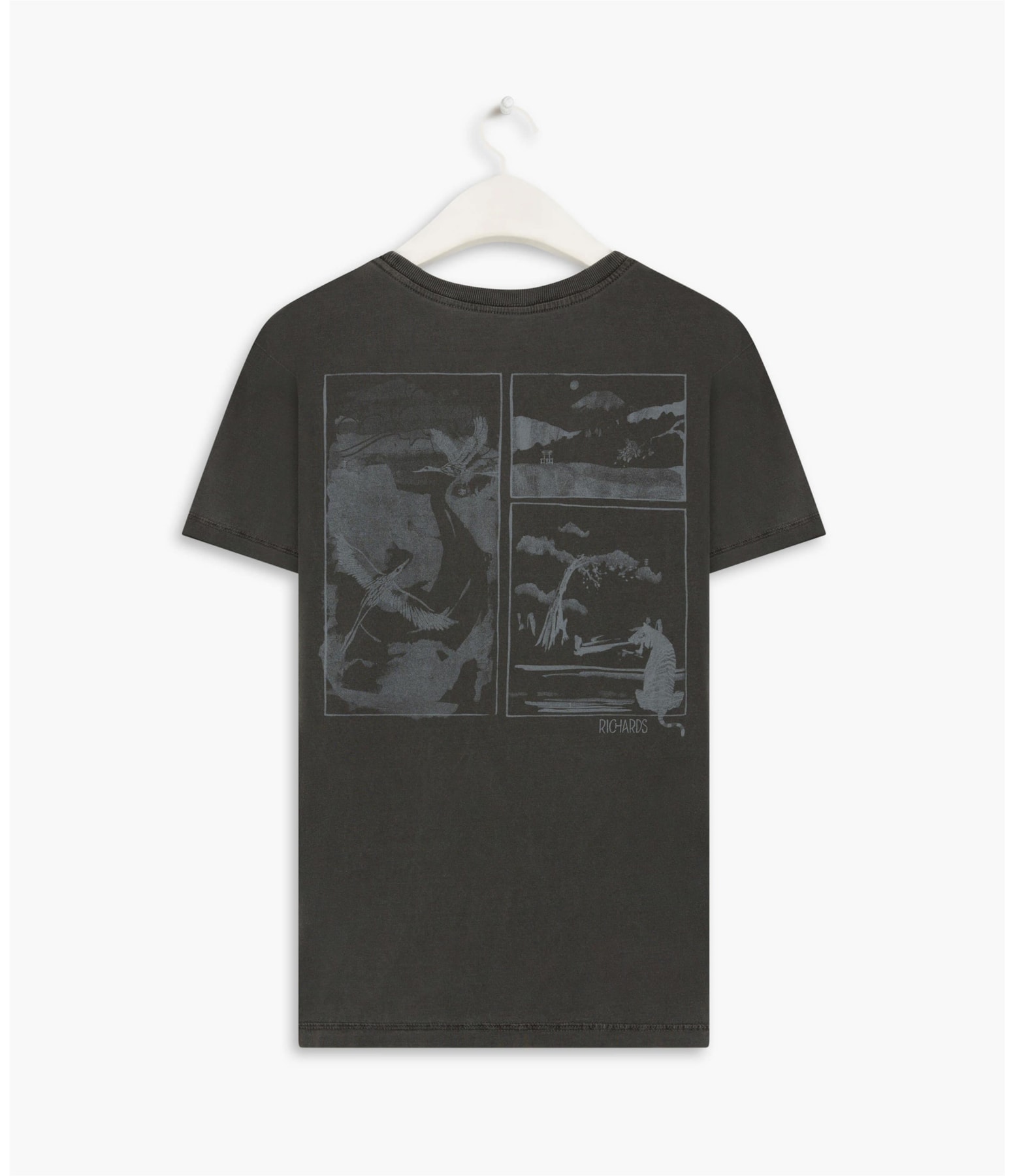 T-Shirt Washed Quadros Costas Grafite