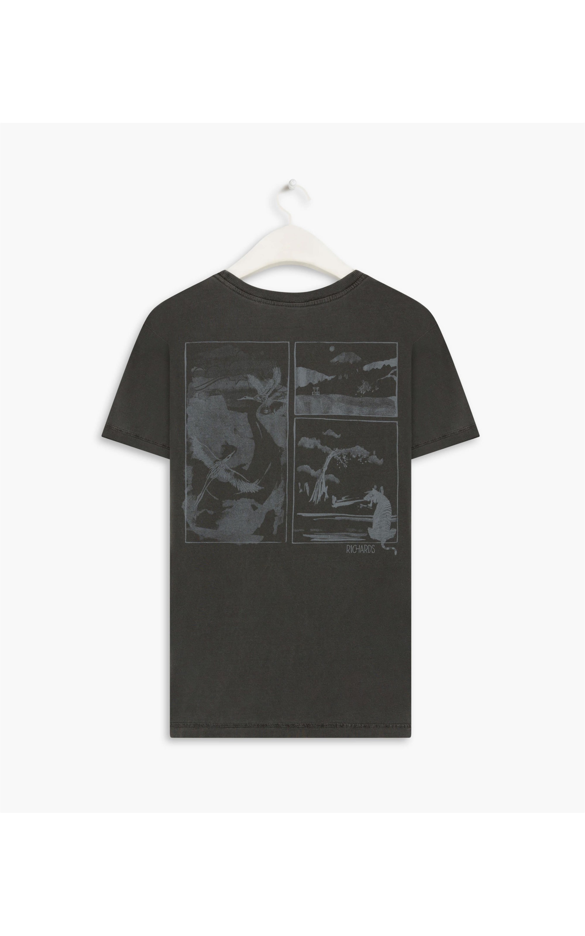 T-Shirt Washed Quadros Costas Grafite