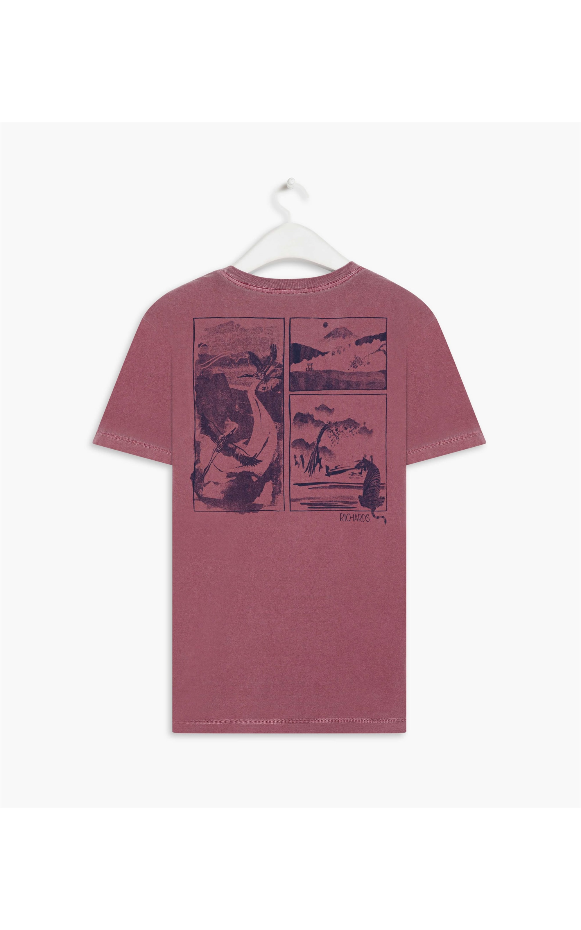 T-Shirt Washed Quadros Costas Purple Gray