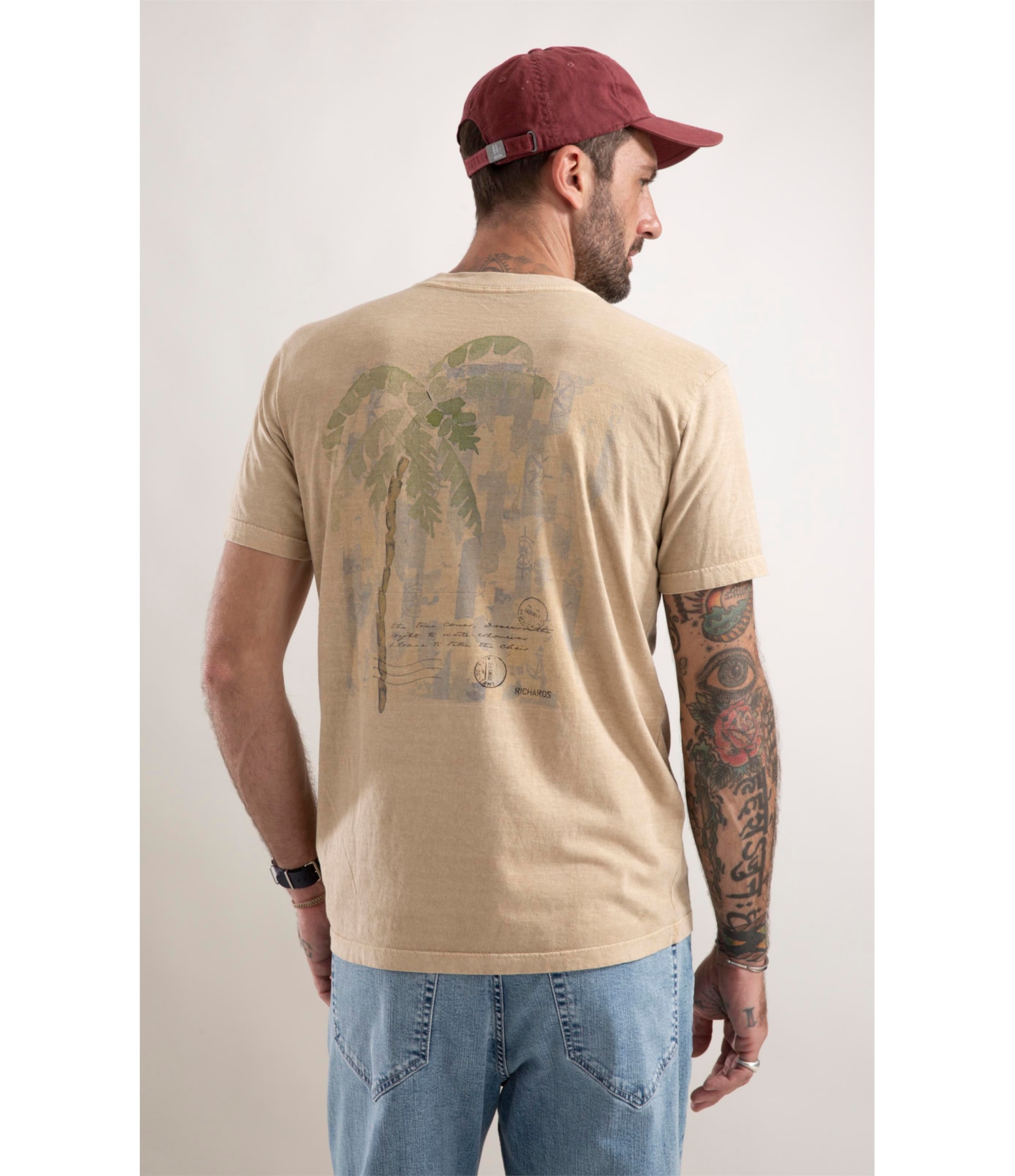 T-Shirt Washed Scrap Map Caqui