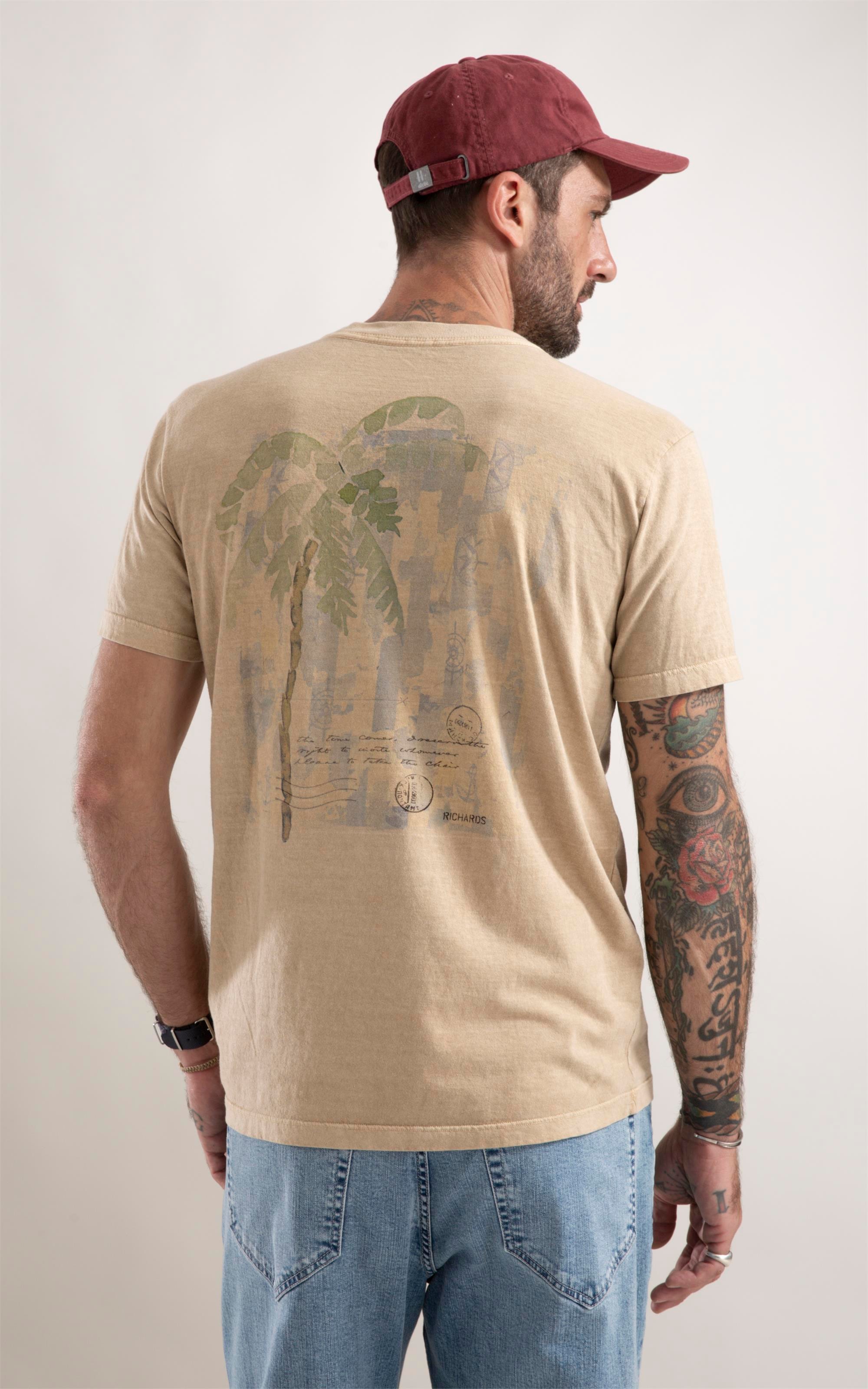 T-Shirt Washed Scrap Map Caqui