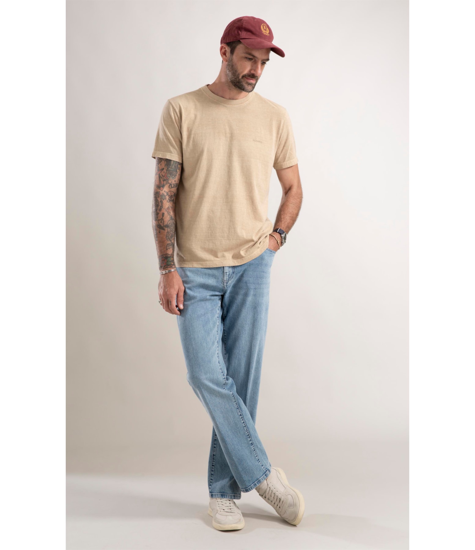 T-Shirt Washed Scrap Map Caqui