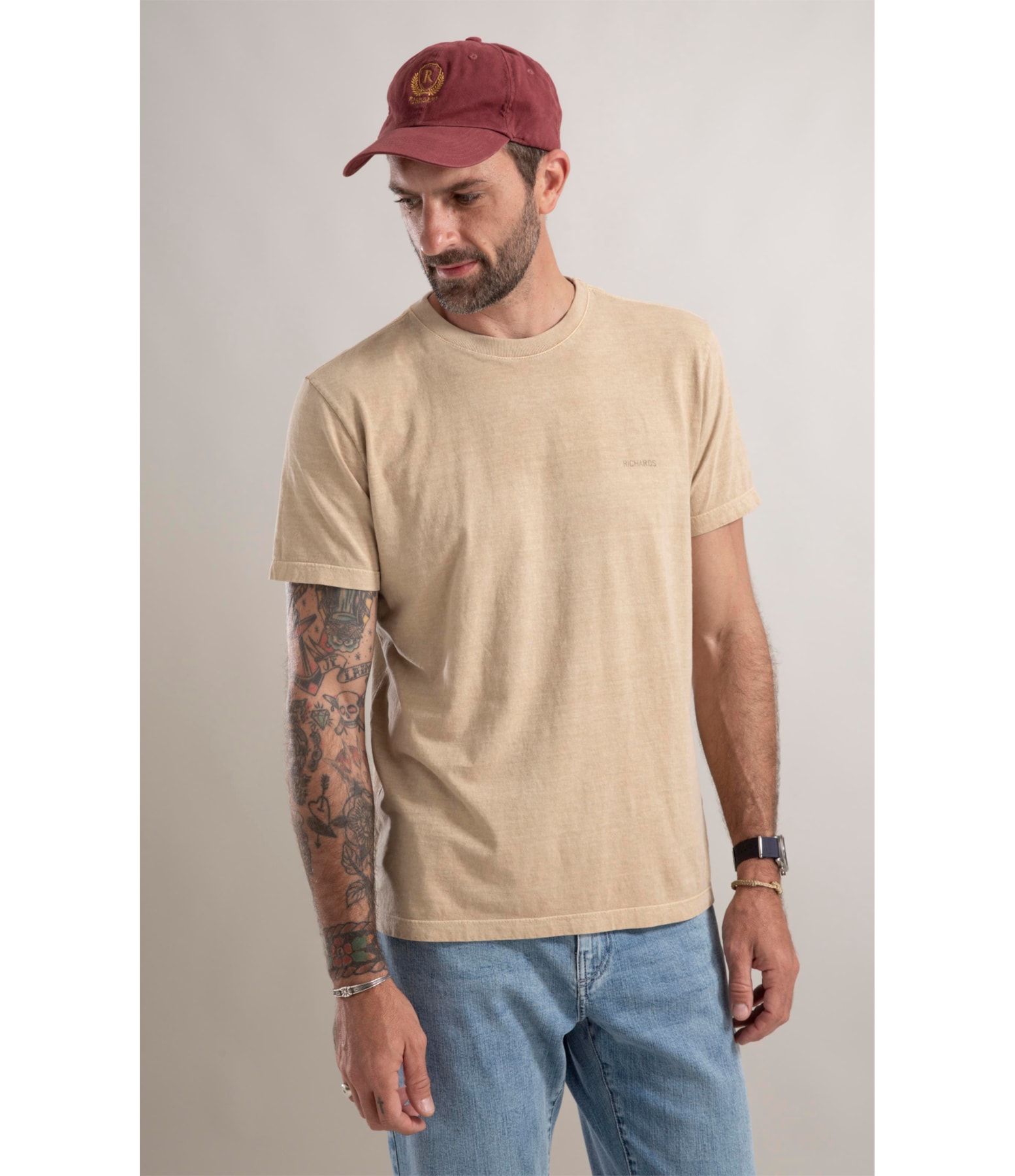 T-Shirt Washed Scrap Map Caqui